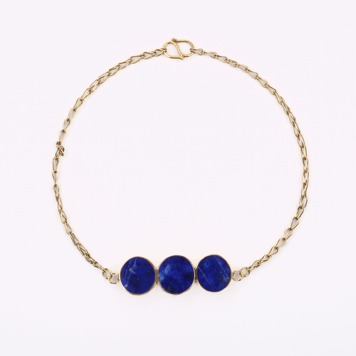 Lapis Gold Plated Bracelet | Brass Hand Chain Bracelet