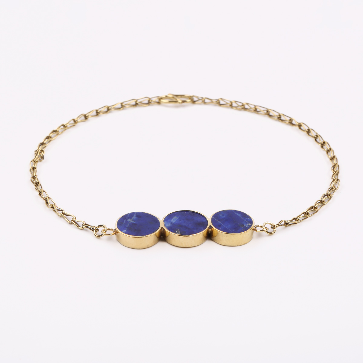 Lapis Gold Plated Bracelet | Brass Hand Chain Bracelet