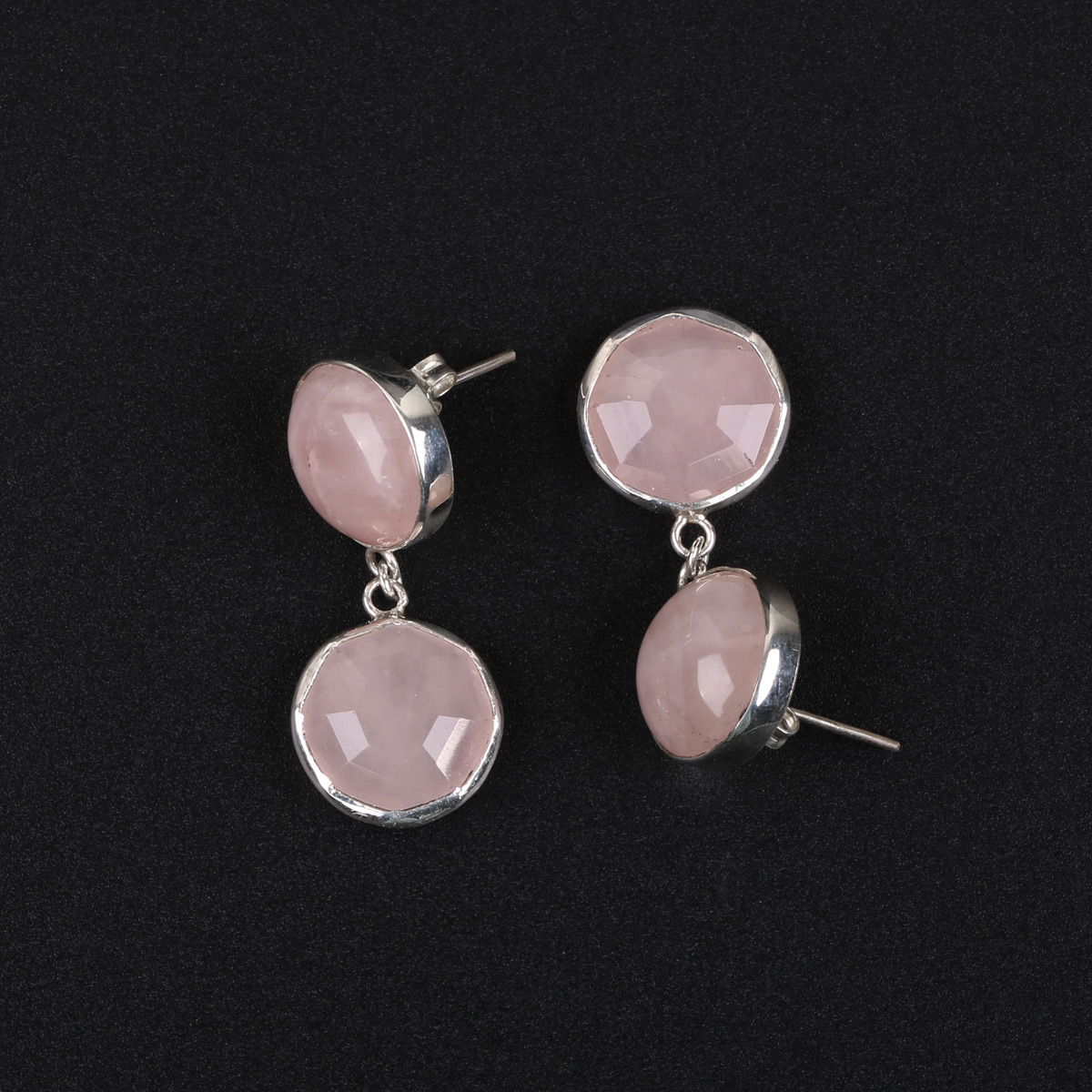 Pink Morganite Stone Studs | Dangle Silver Studs