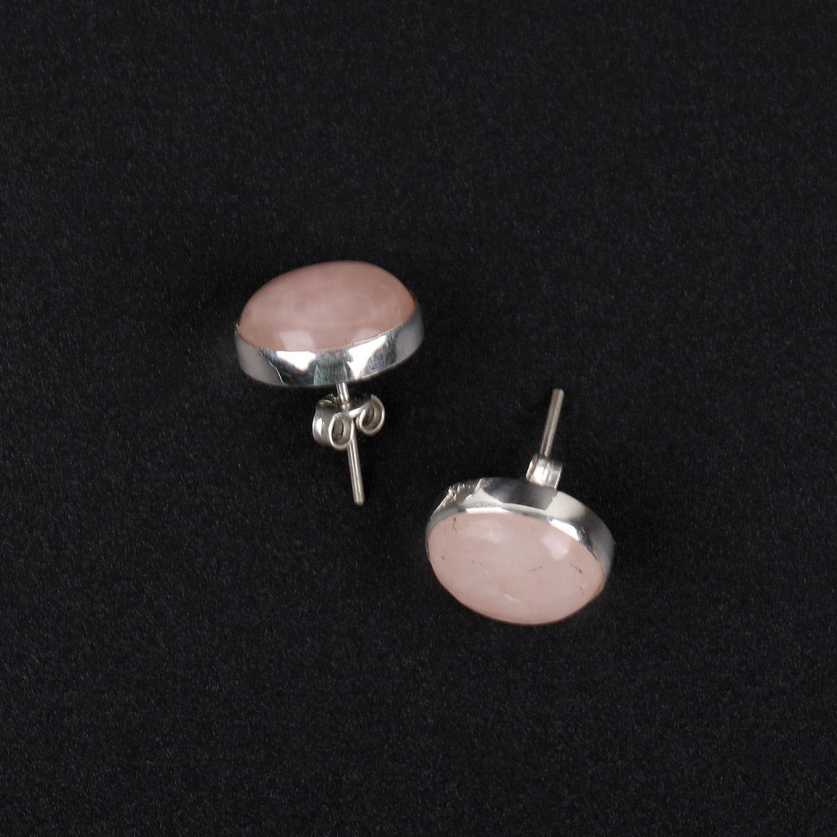 Pink Morganite Studs | Silver Round Studs