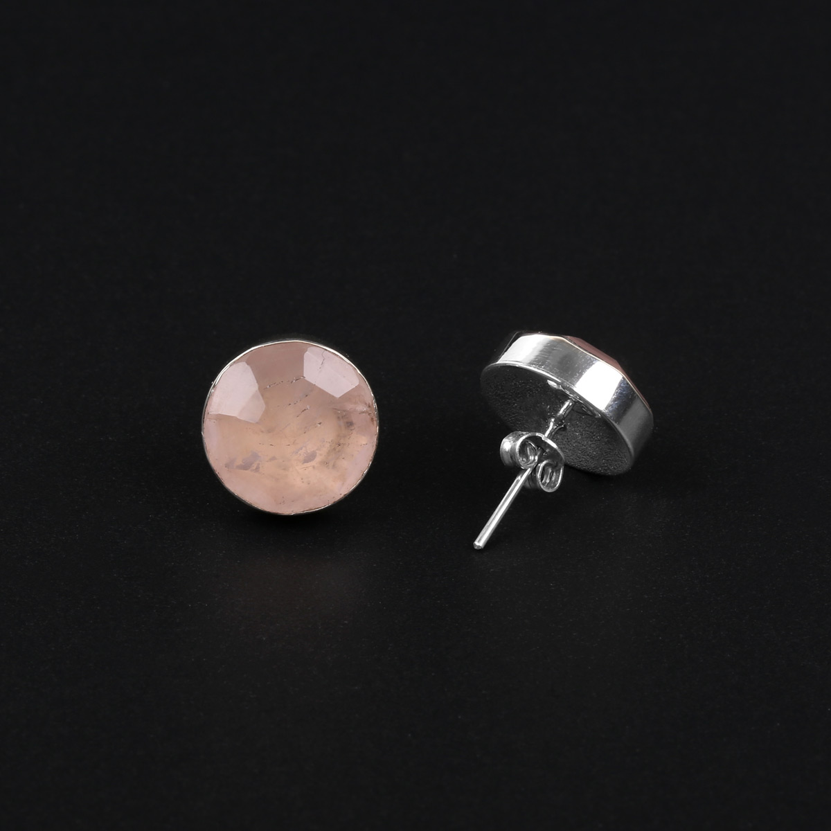 Pink Morganite Studs | Silver Mini Studs 