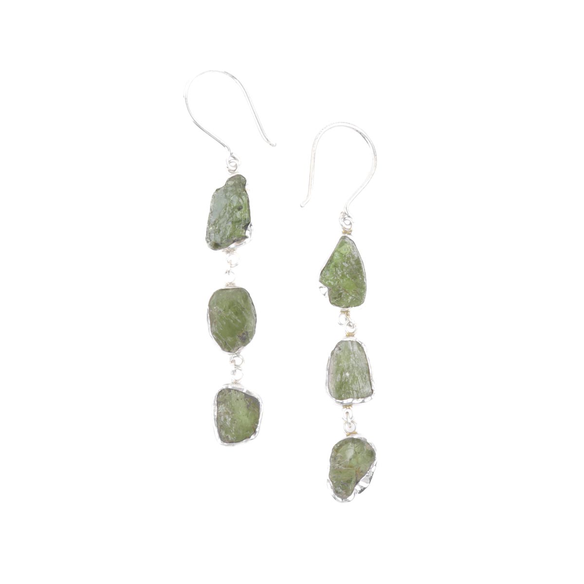 Peridot Shoulder Earrings | Silver Drop Earrings