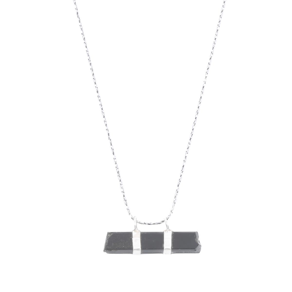 Black Tourmaline Drop Pendant | Silver Three-Stone Necklace 