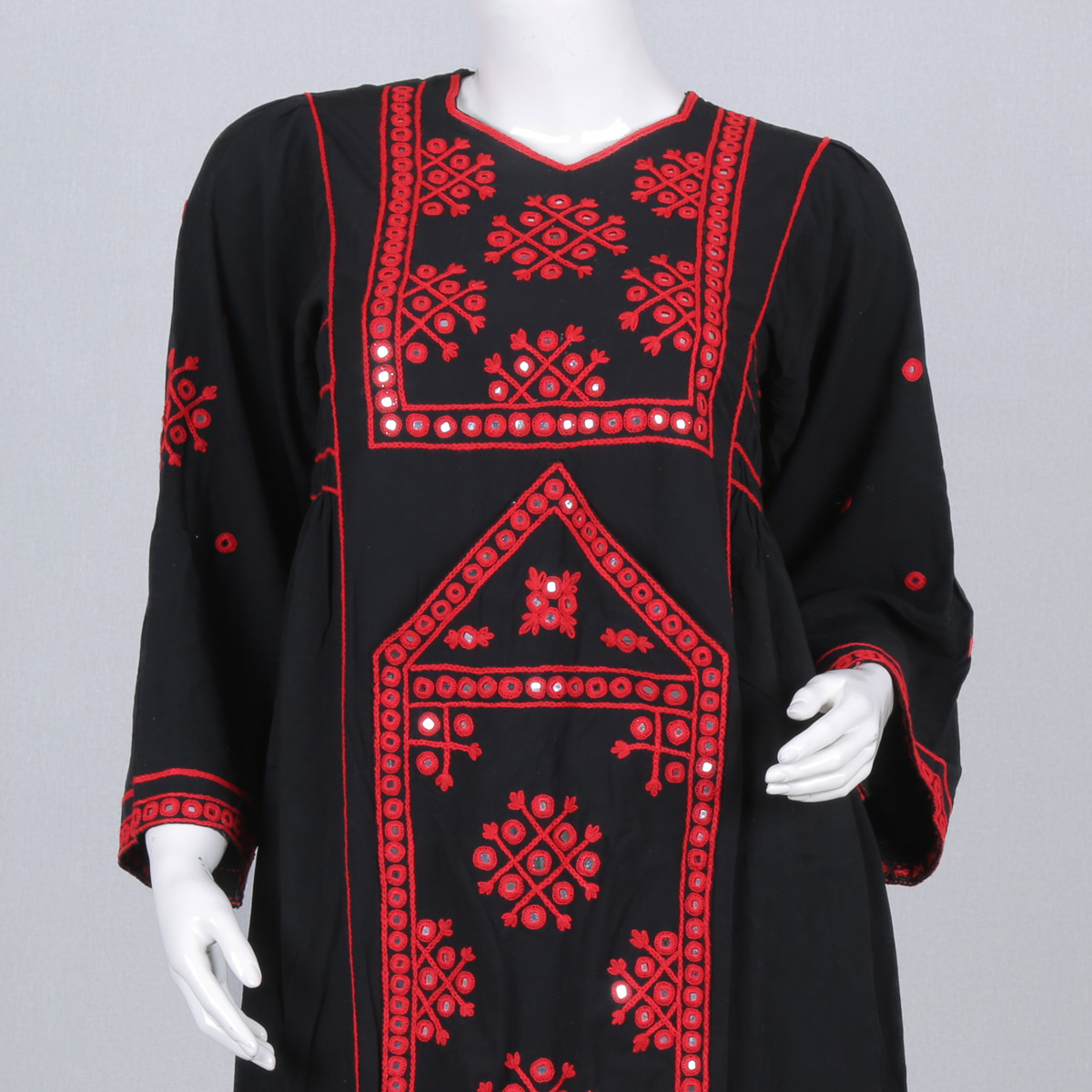 Black Balochi Embroidered Dress | Cotton Plain Casual Wear Dress