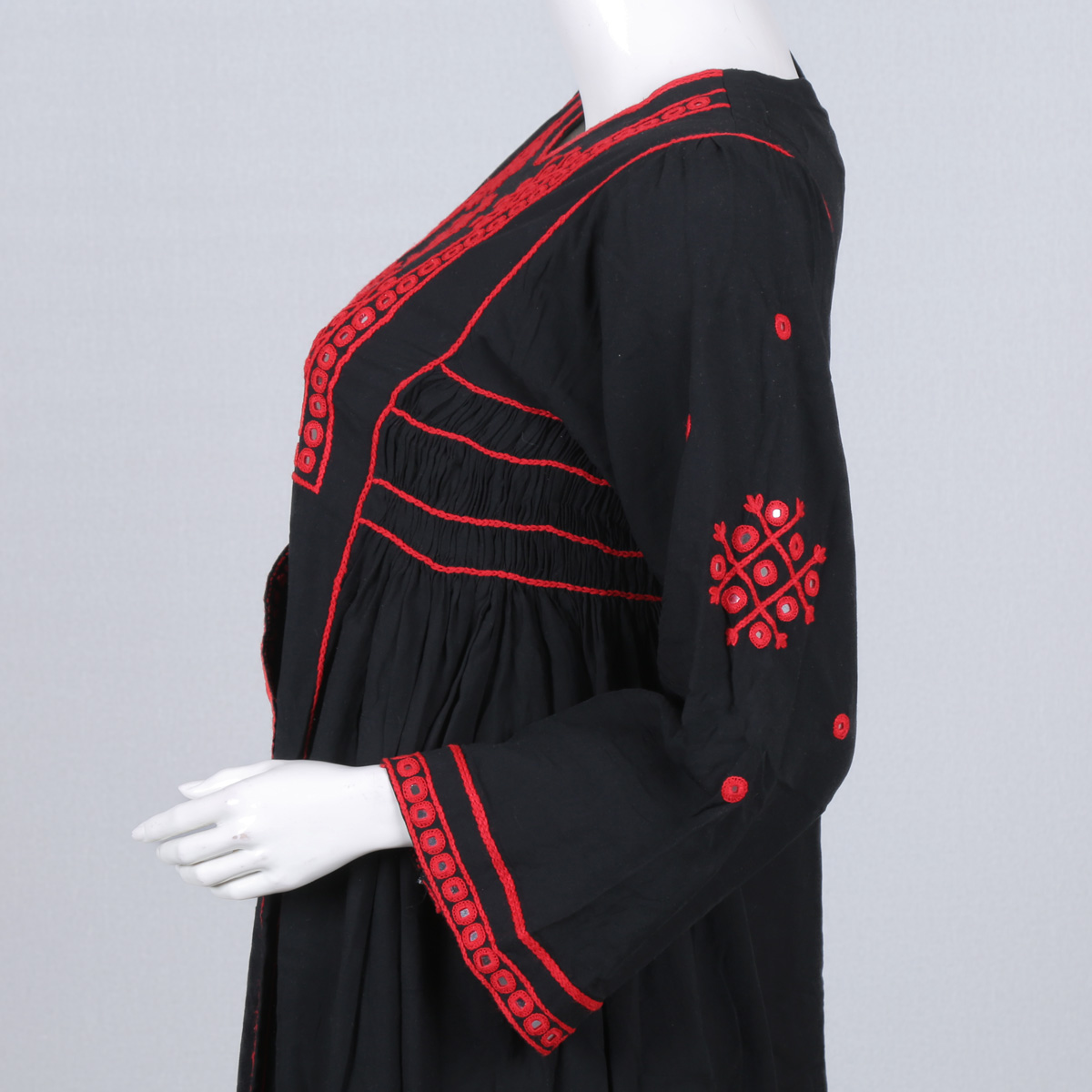 Black Balochi Embroidered Dress | Cotton Plain Casual Wear Dress