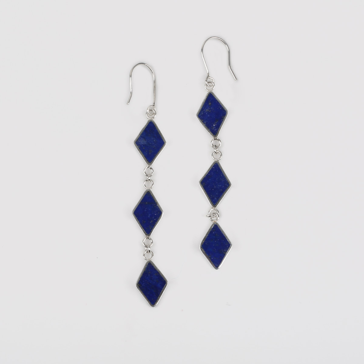 Lapis Hook Earrings, Ring, Bracelet | Silver Jewelry Set 