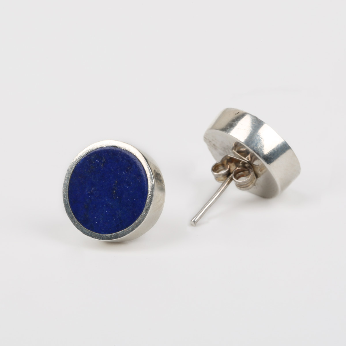 Lapis Lazuli Jewelry Set | Flat Round Necklace & Studs