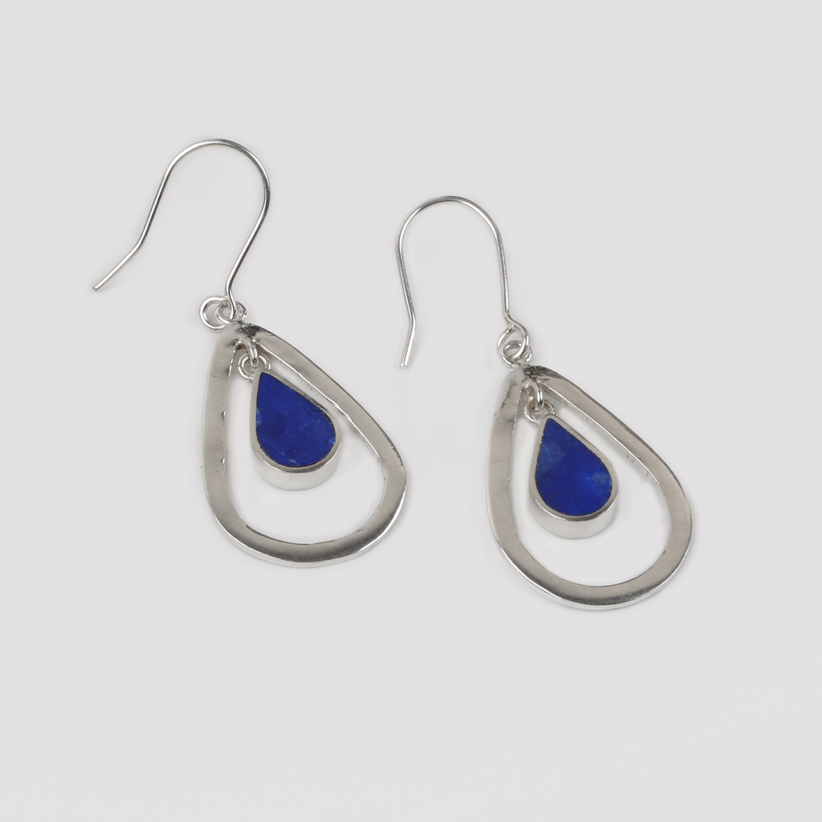 Lapis Lazuli Pear Earrings | Silver Teardrop Earrings