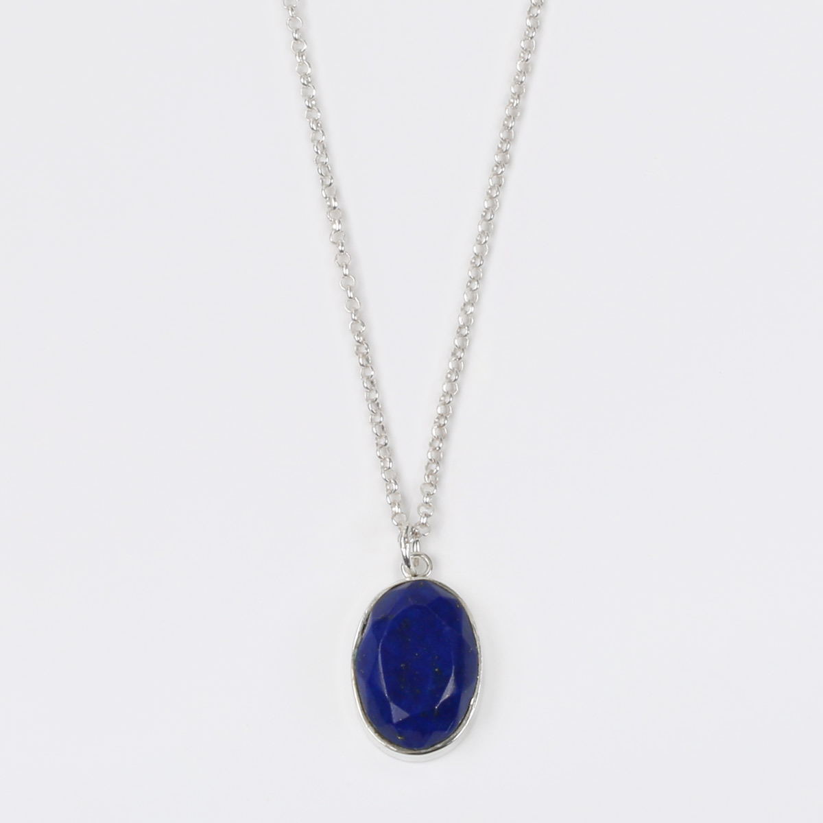 Lapis Lazuli Ellipse Pendant | Silver Drop Locket