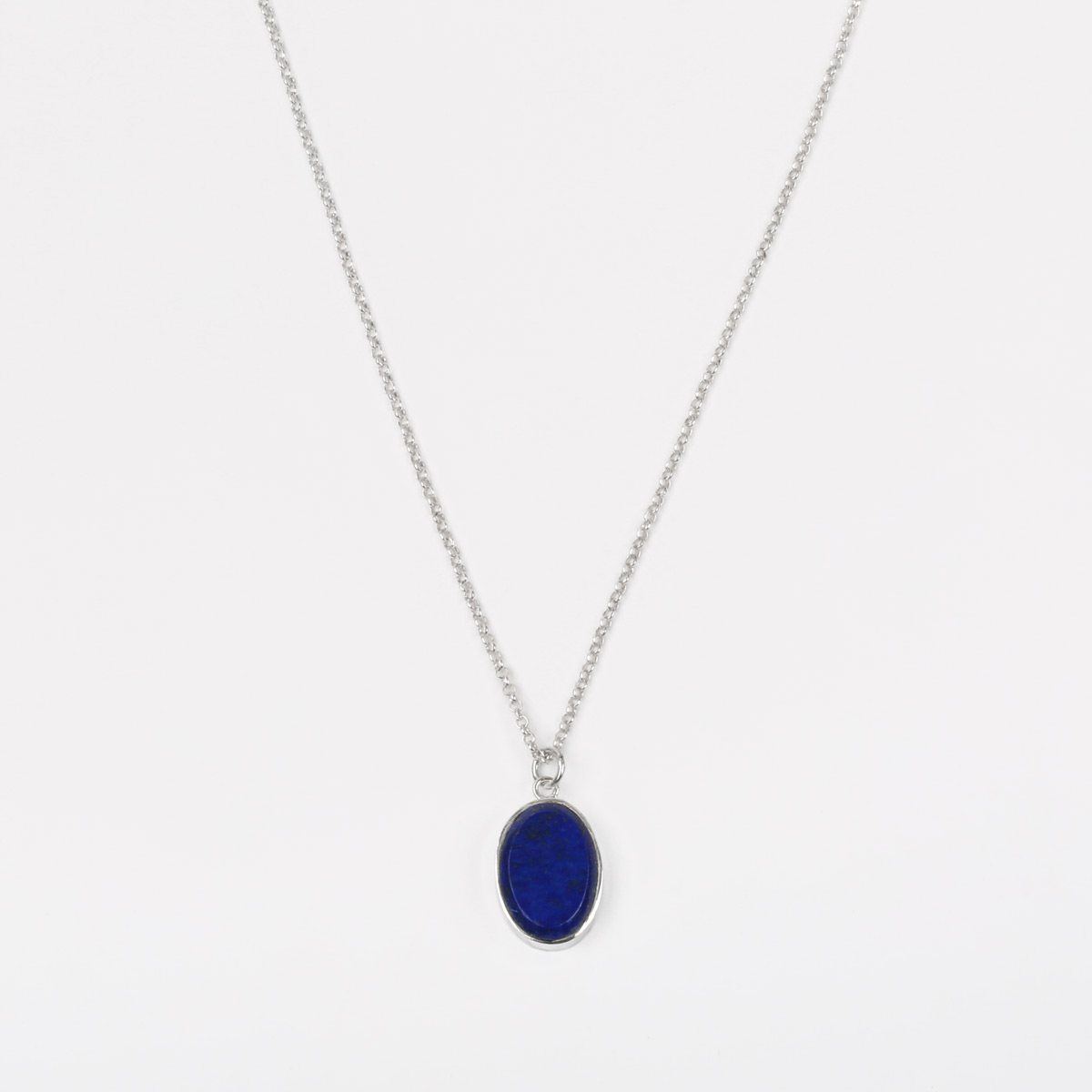 Lapis Lazuli Drop Pendant | Ellipse Silver Locket