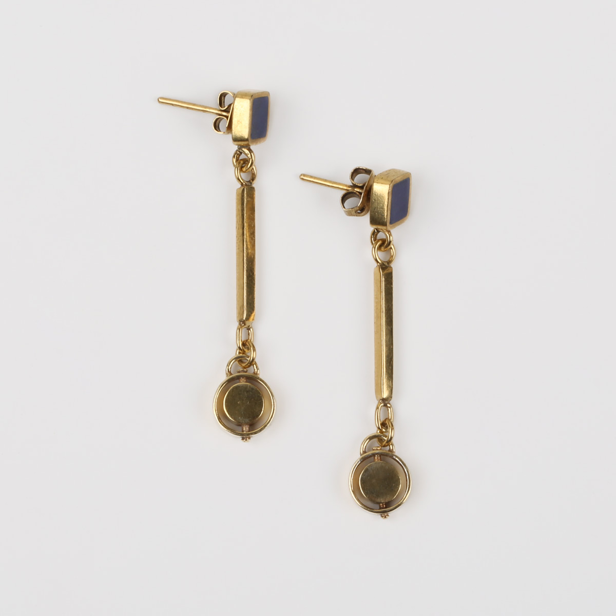 Lapis Stone Golden Studs | Silver Drop Stud Earrings