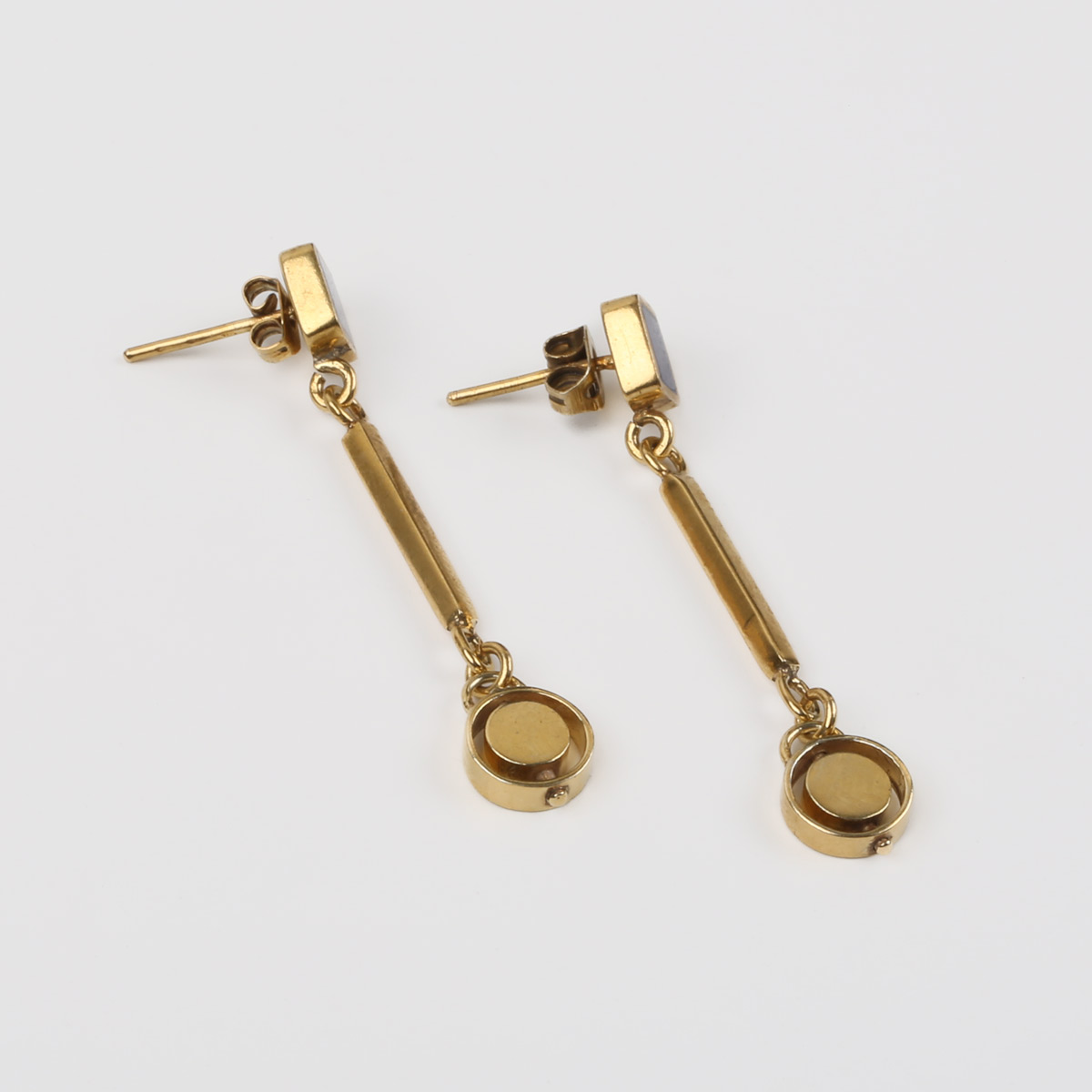 Lapis Stone Golden Studs | Silver Drop Stud Earrings