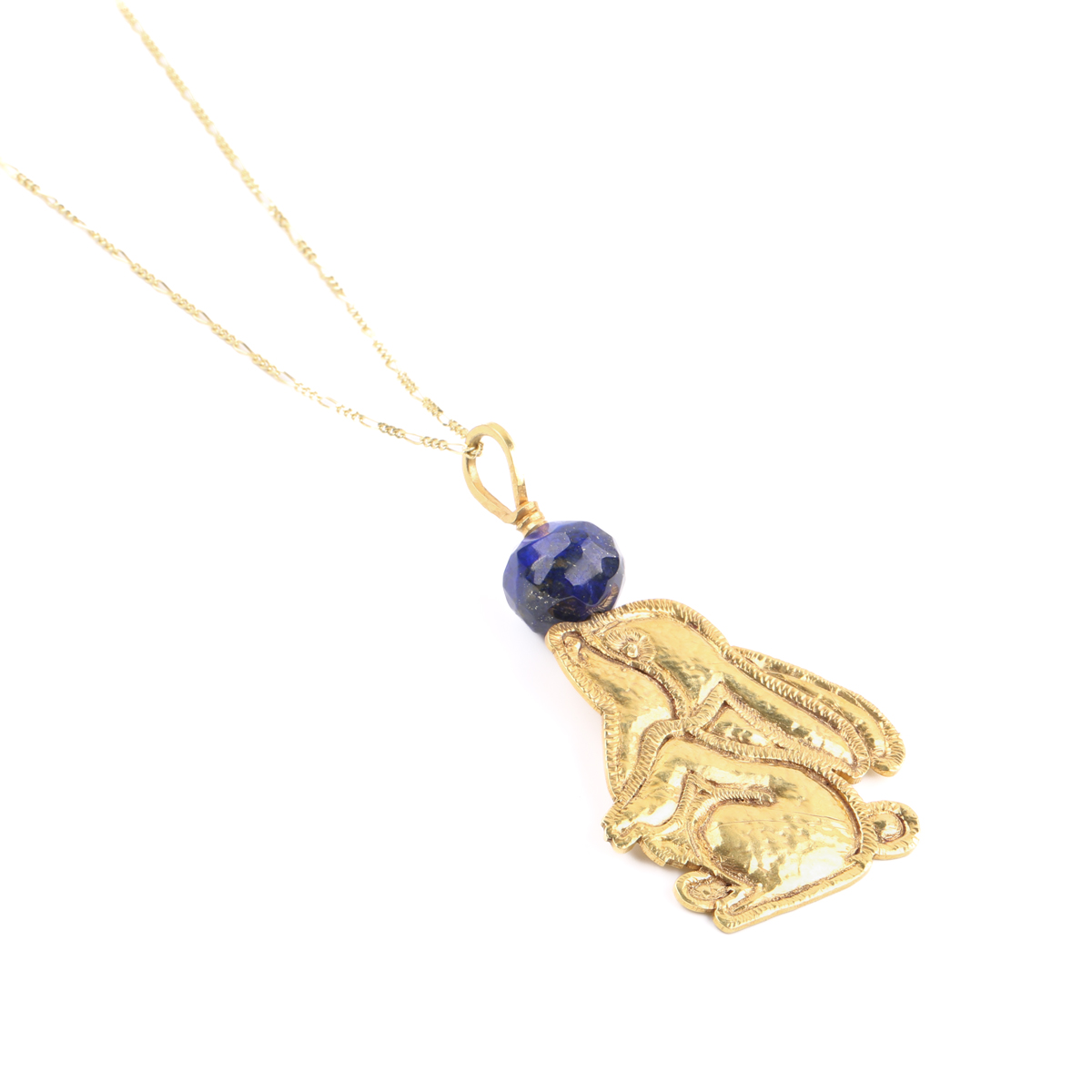 Rabbit Gold Plated Necklace | Lapis Brass Necklace