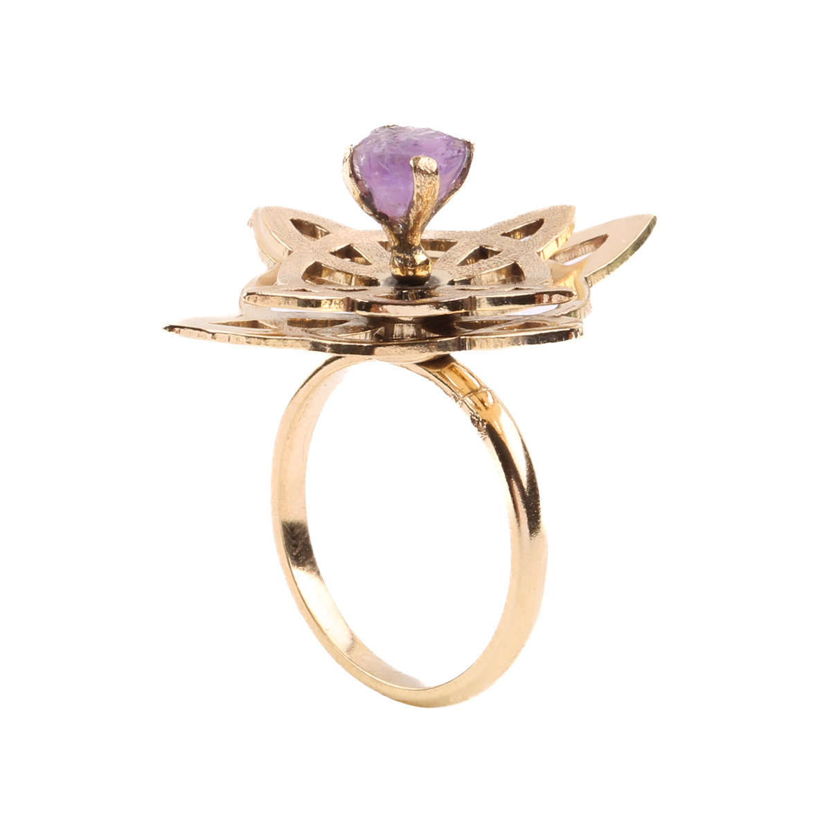 Emotes Gold Plated Ring | Brass Floral Halo Ring