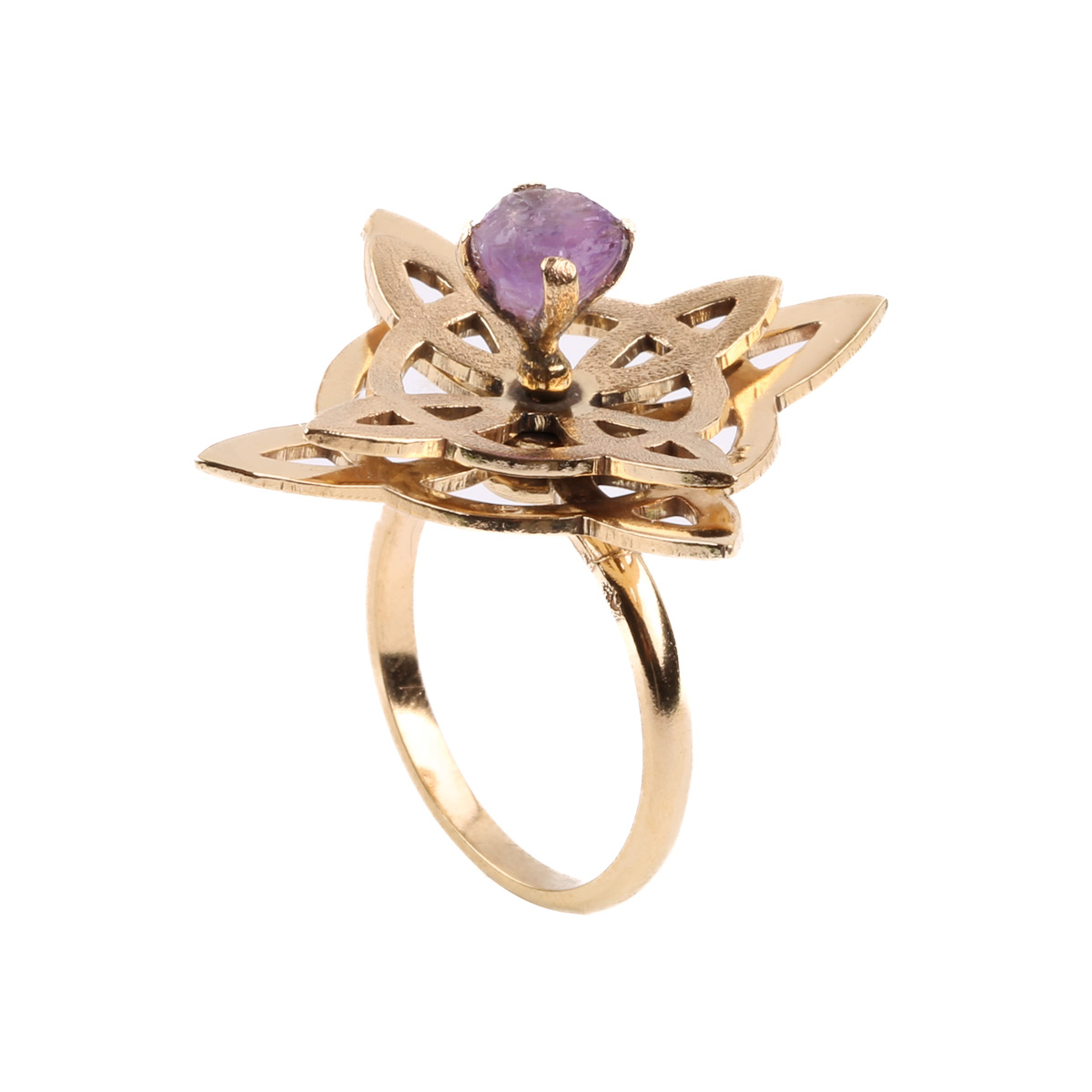 Emotes Gold Plated Ring | Brass Floral Halo Ring