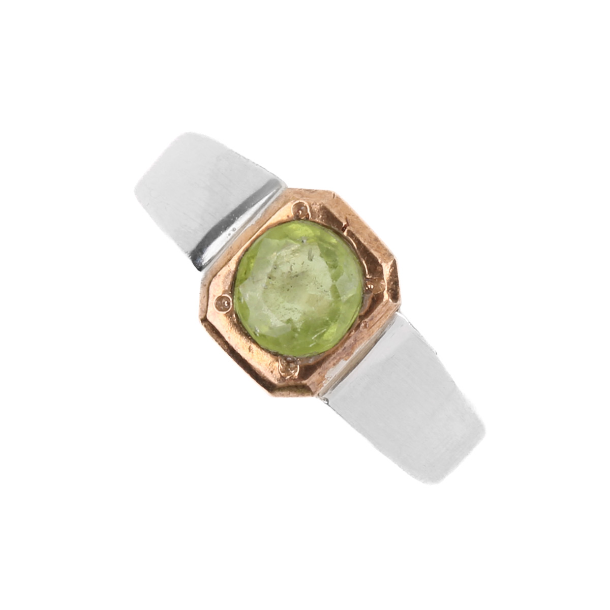 Peridot Silver Ring | Brass Bezel Ring