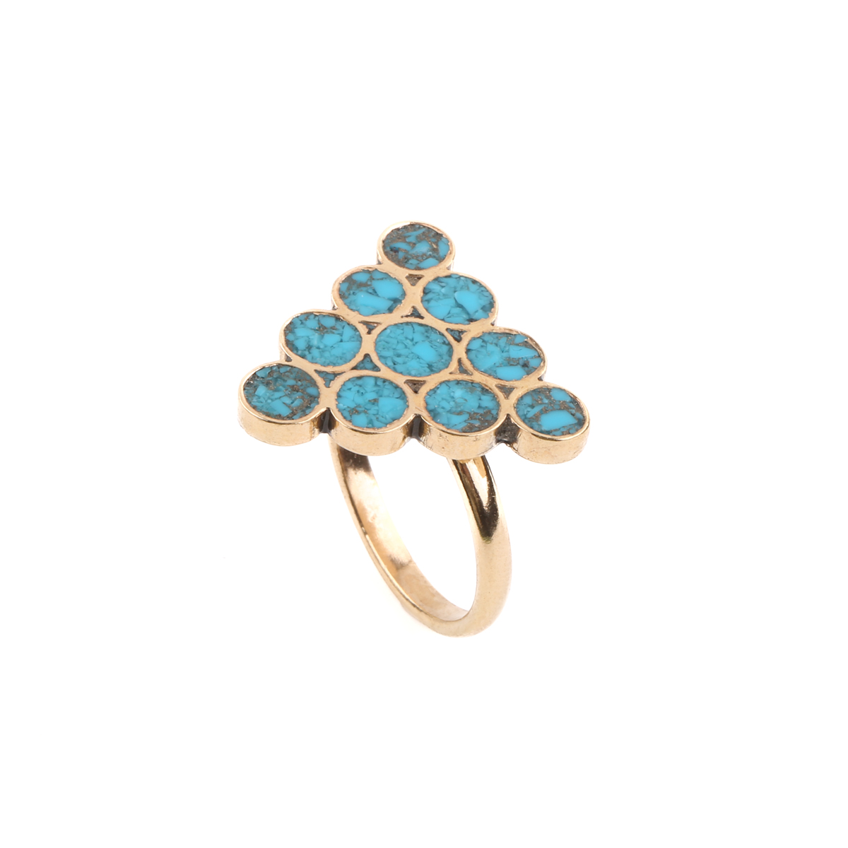 Turquoise Gold Plated Ring | Brass Triangle Ring