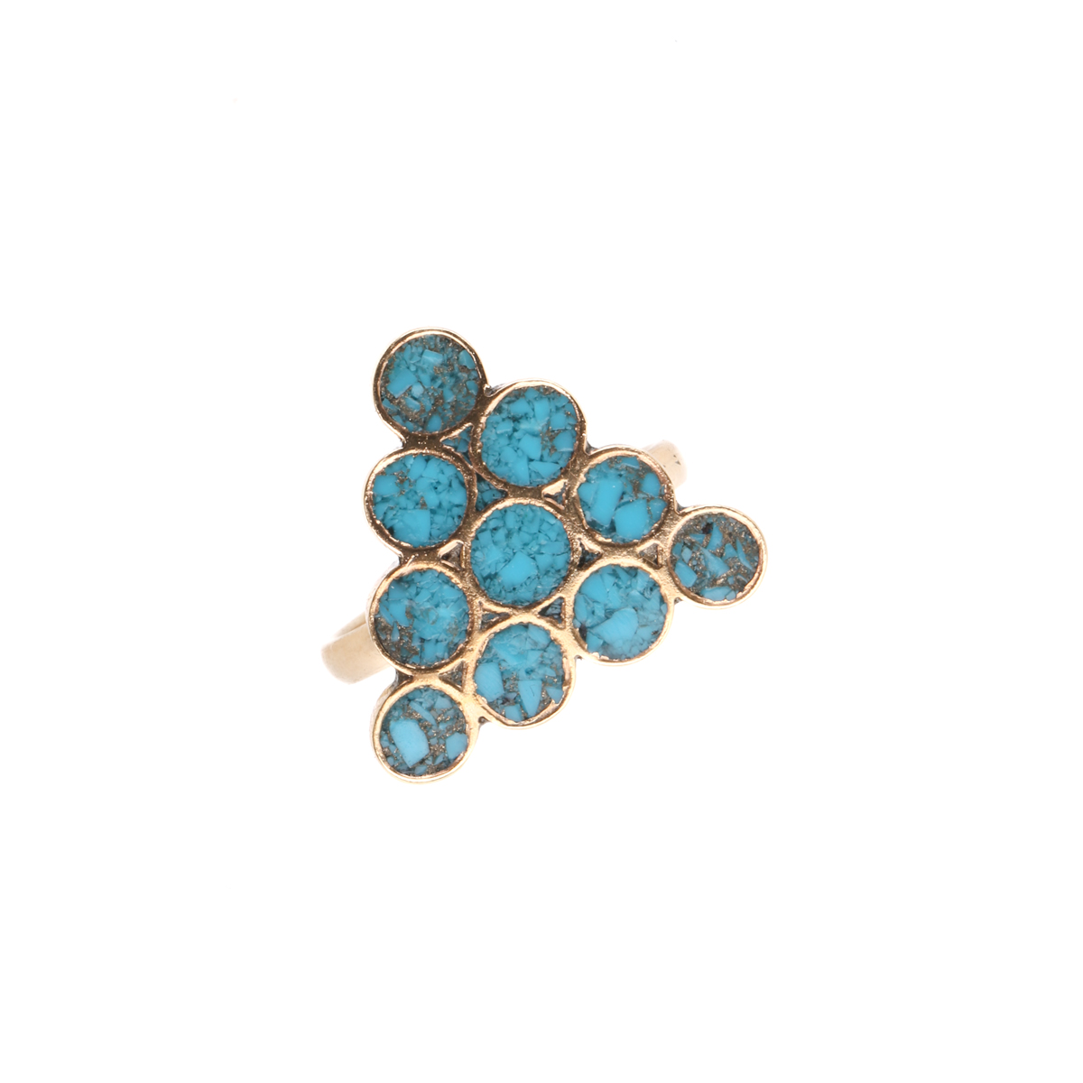Turquoise Gold Plated Ring | Brass Triangle Ring