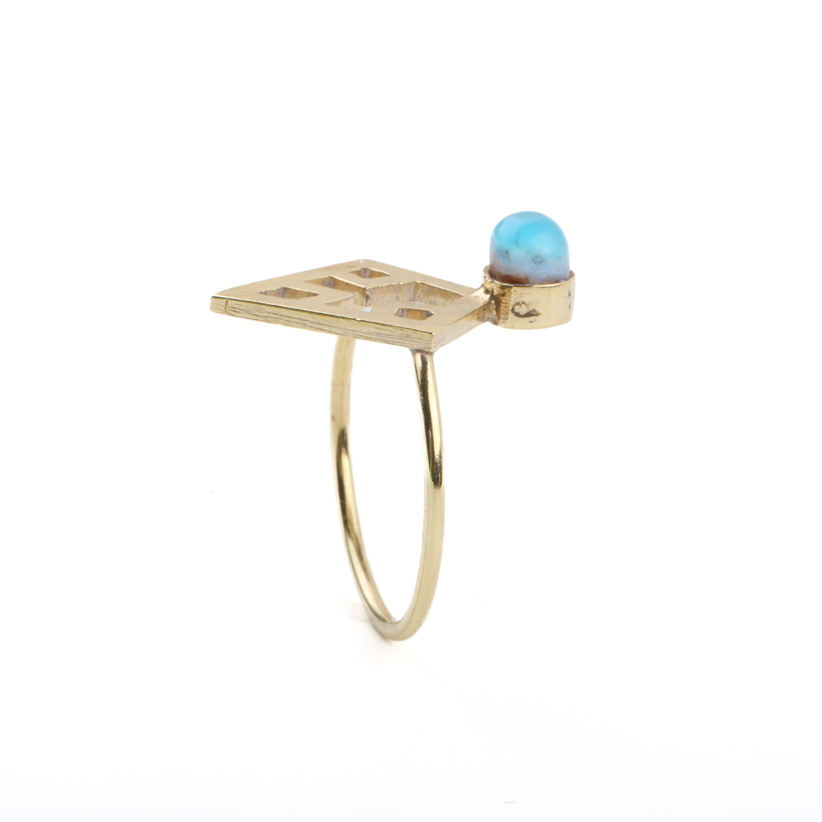 Agate Gold Plated Ring | Silver Kite-Shaped Ring
