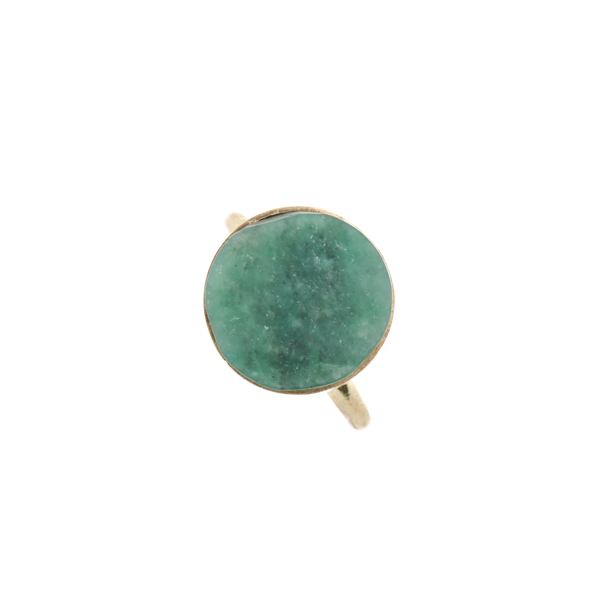 Rough Jet Gold Plated Ring | Brass Round-Shaped Ring