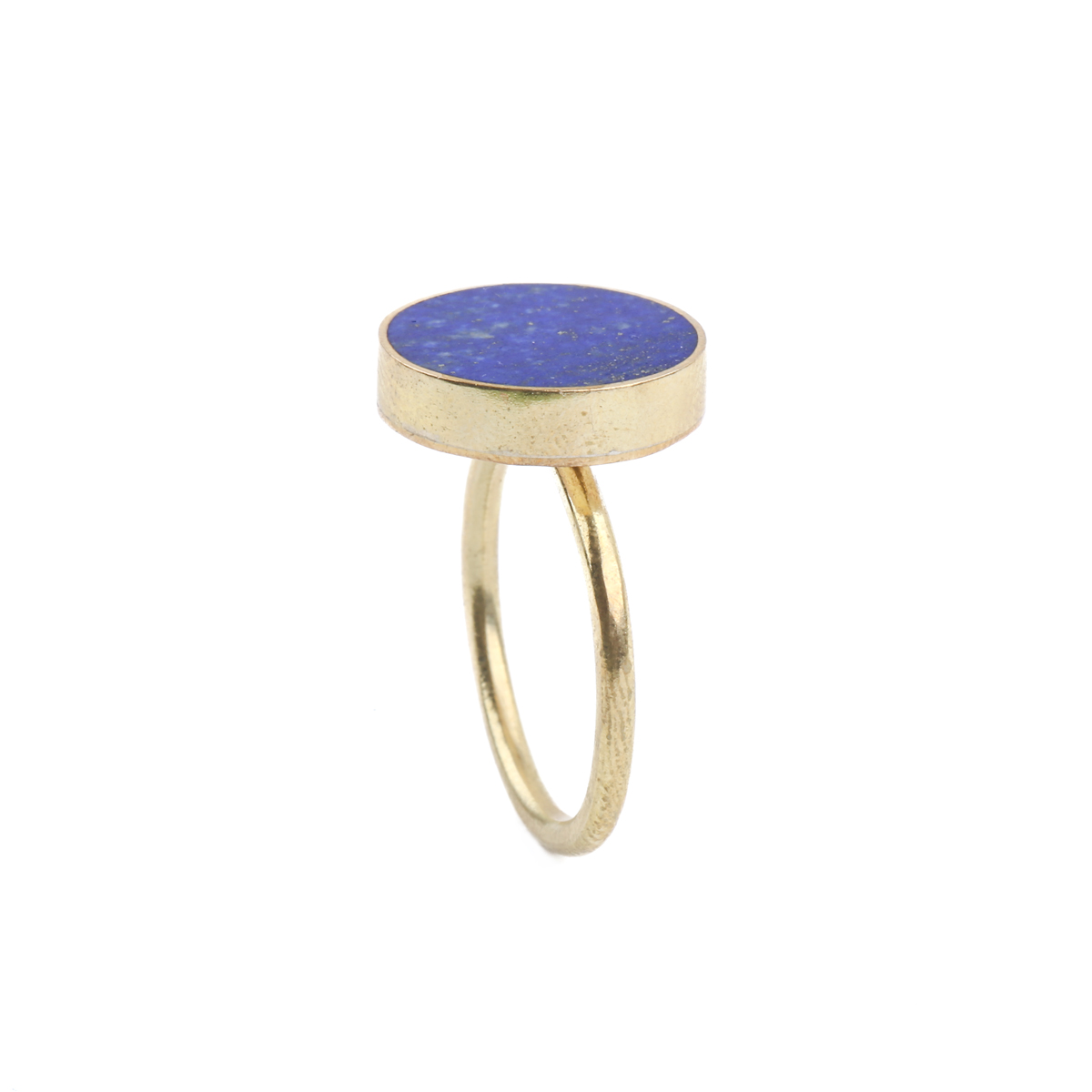 Lapis Gold Plated Ring | Brass Round-Shaped Ring