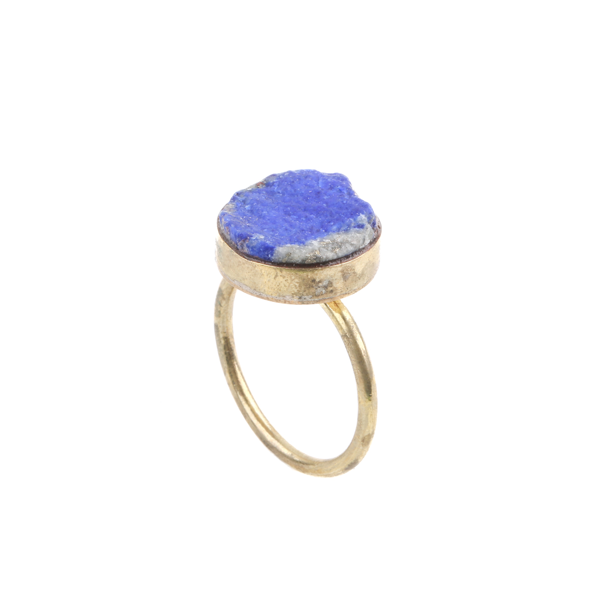Lapis Gold Plated Ring | Brass Round-Shaped Ring
