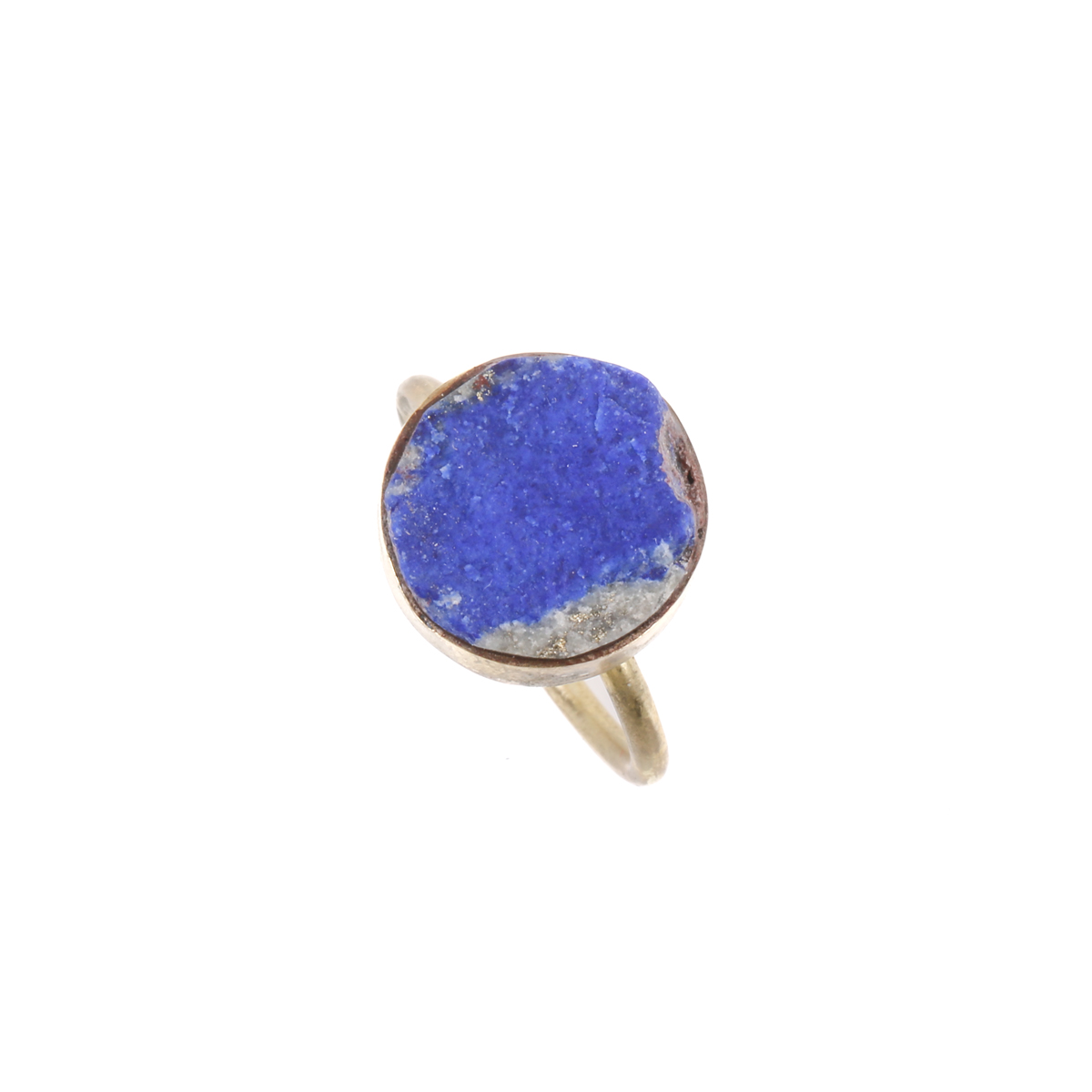 Lapis Gold Plated Ring | Brass Round-Shaped Ring