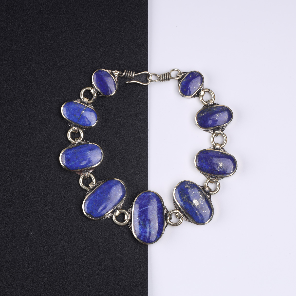 Blue Lapis Lazuli Gemstone Bracelet | Oval Chain Bracelet