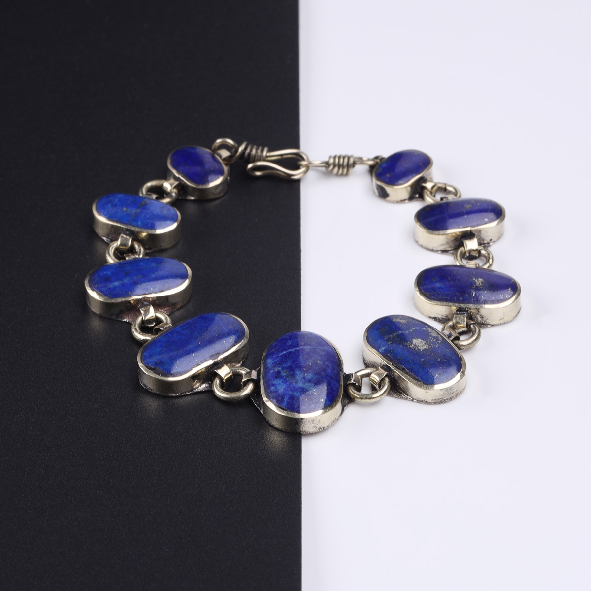 Blue Lapis Lazuli Gemstone Bracelet | Oval Chain Bracelet
