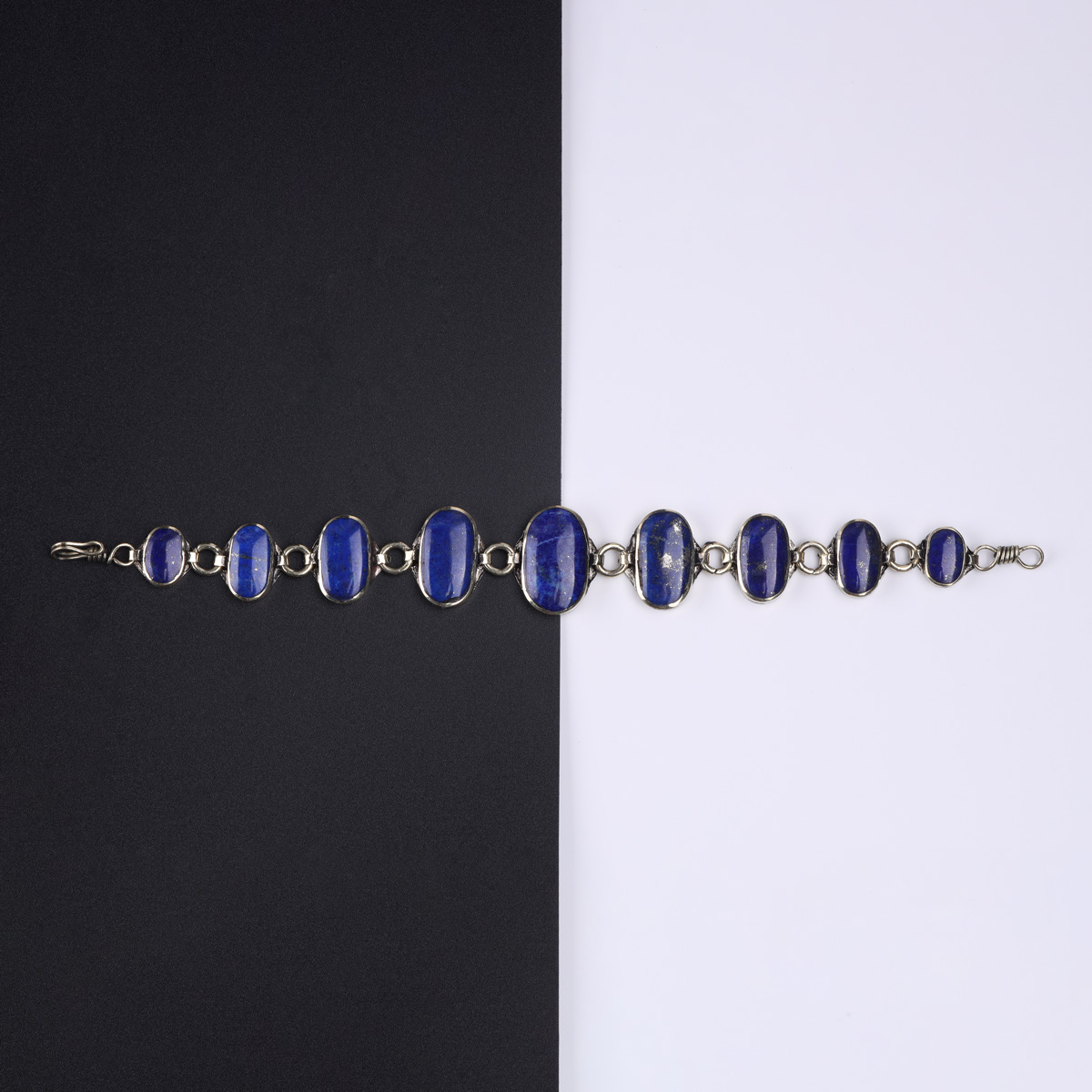 Blue Lapis Lazuli Gemstone Bracelet | Oval Chain Bracelet
