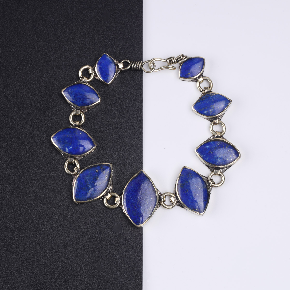 Blue Lapis Lazuli Birthstone Bracelet & Ring | Bronze Marquise Bracelet & Ring Set