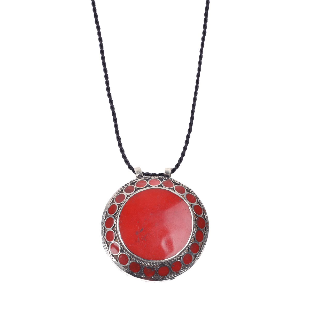 Red Turquoise Gilt Pendant| Traditional Afghan Necklace