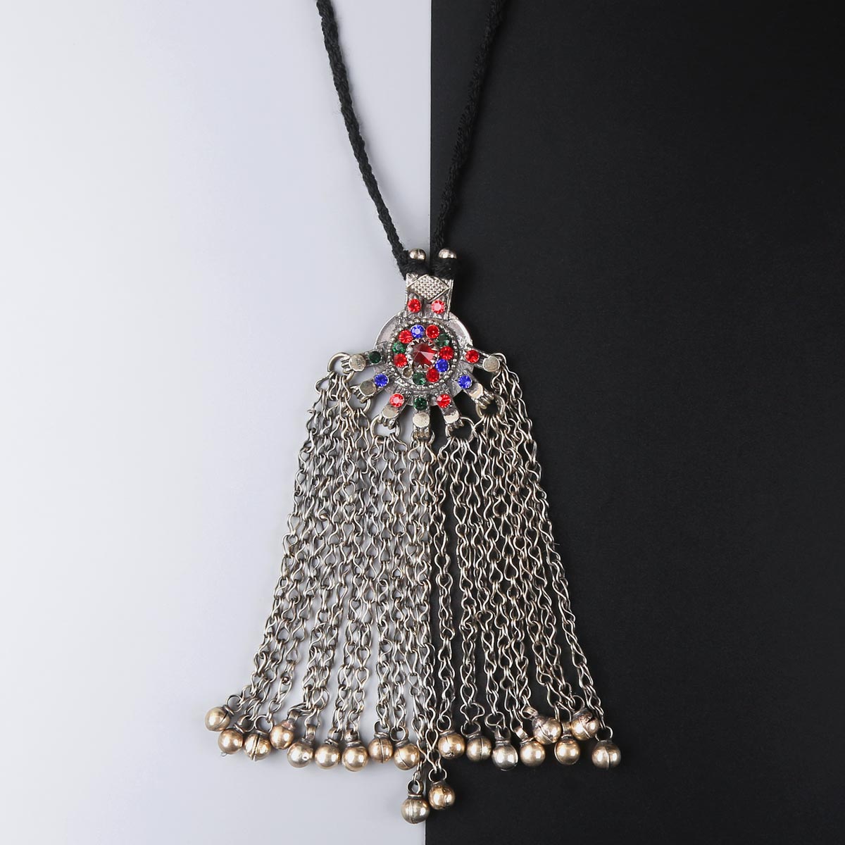 Tribal Multi-Stranded Drop Pendant | Bezel Vintage Locket