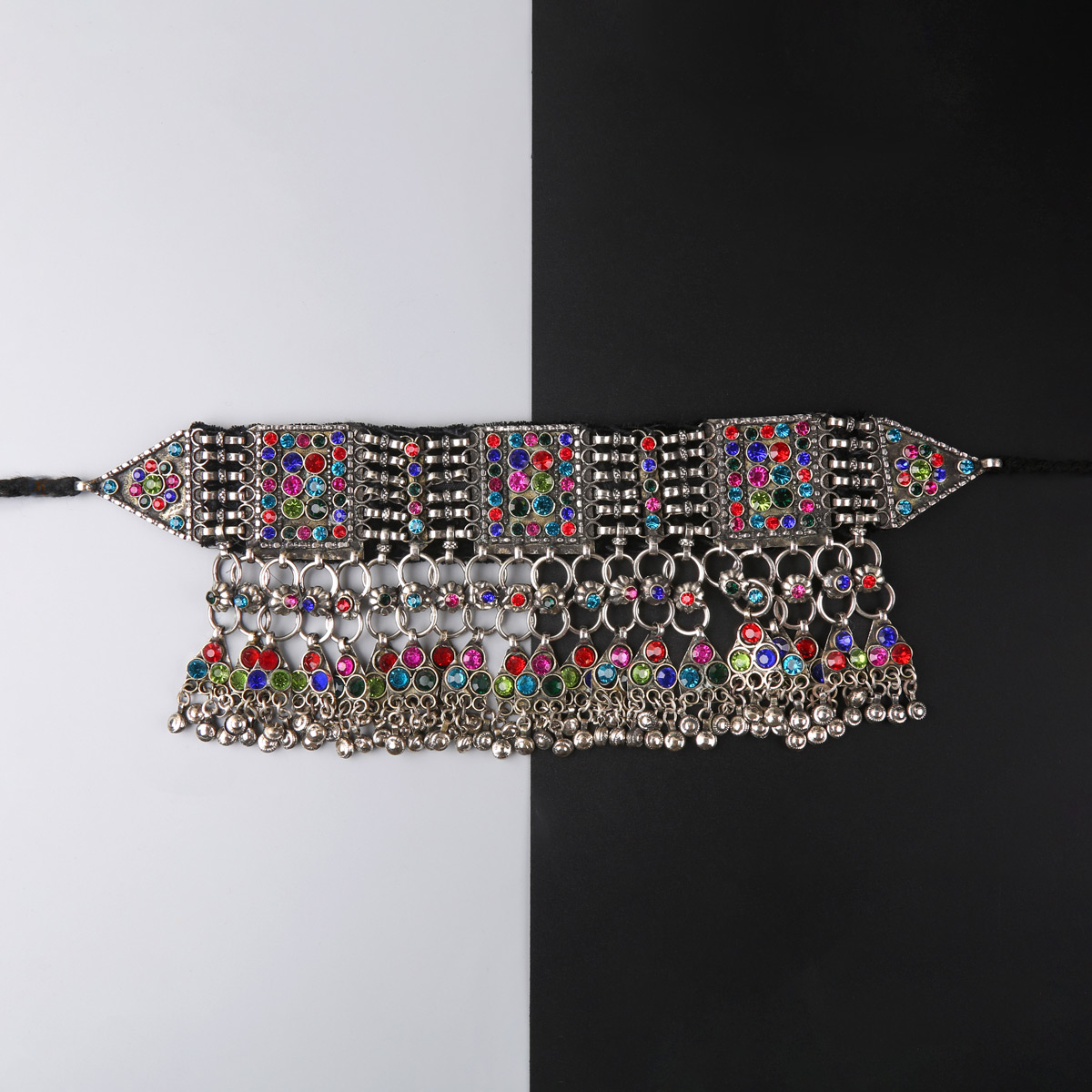 Vintage Afghani Jewelry Set | Choker Necklace, Hook Earrings & Headpiece