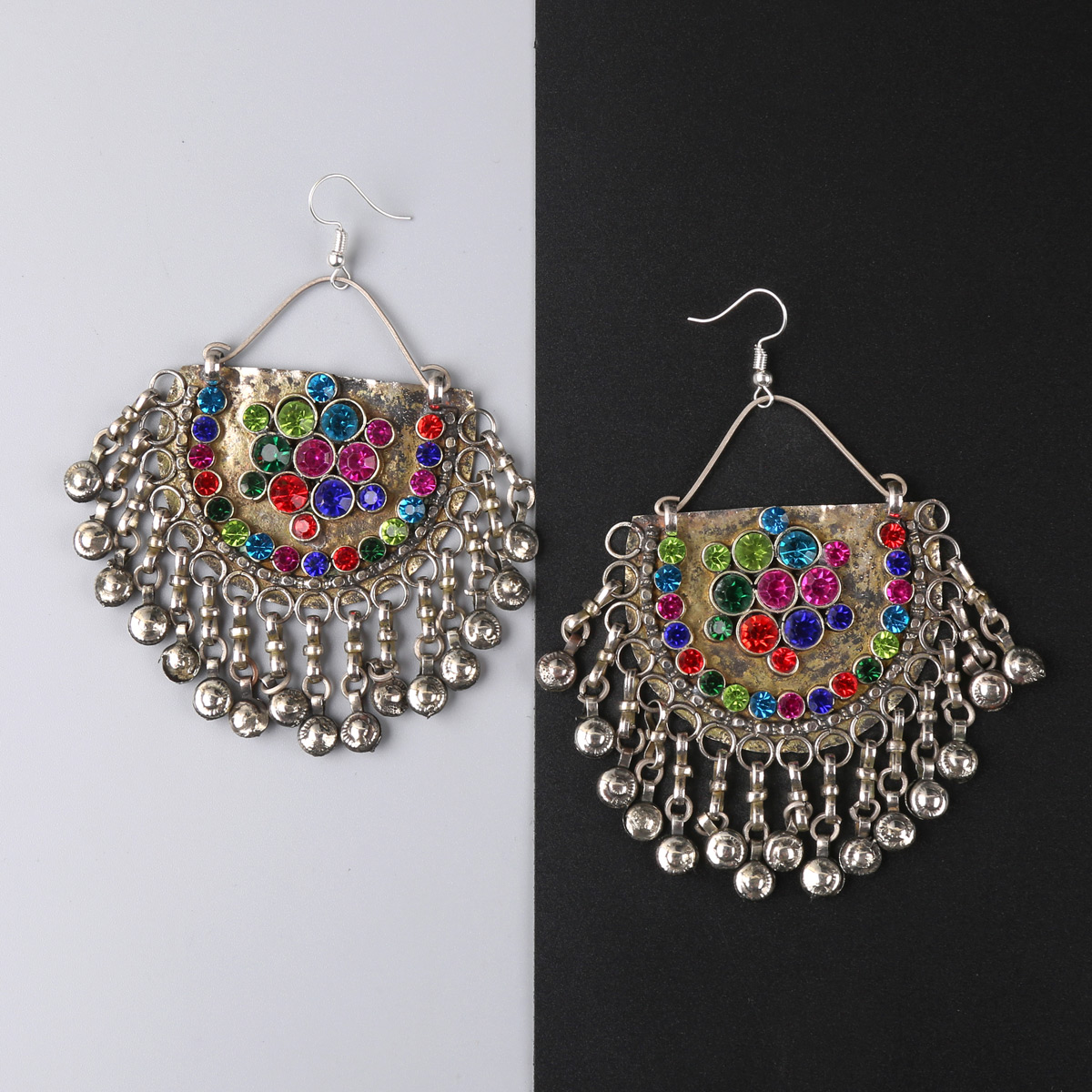 Vintage Afghani Jewelry Set | Choker Necklace, Hook Earrings & Headpiece