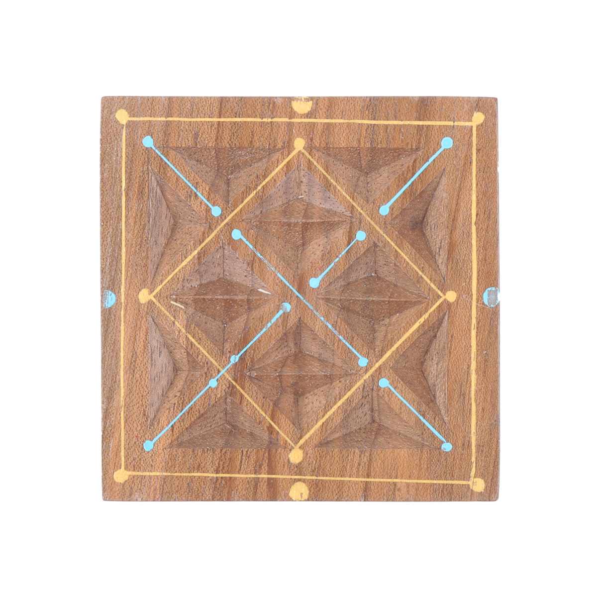 Walnut Mini Square Jewel Box | Floral Mandela Art Painted Gift Box