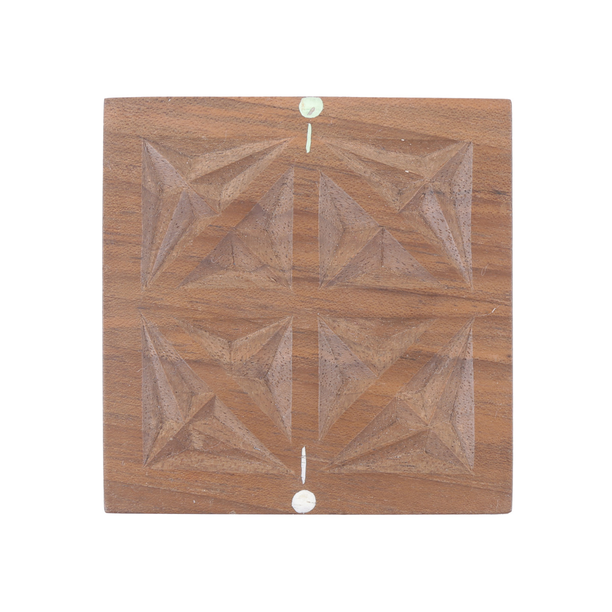 Walnut Mini Square Ring Box | Blue Flower Painted Jewel Box