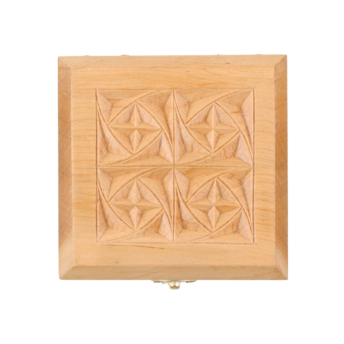 Archa Mini Square Watch Box | Carved Jewel Box with Attached Lid 