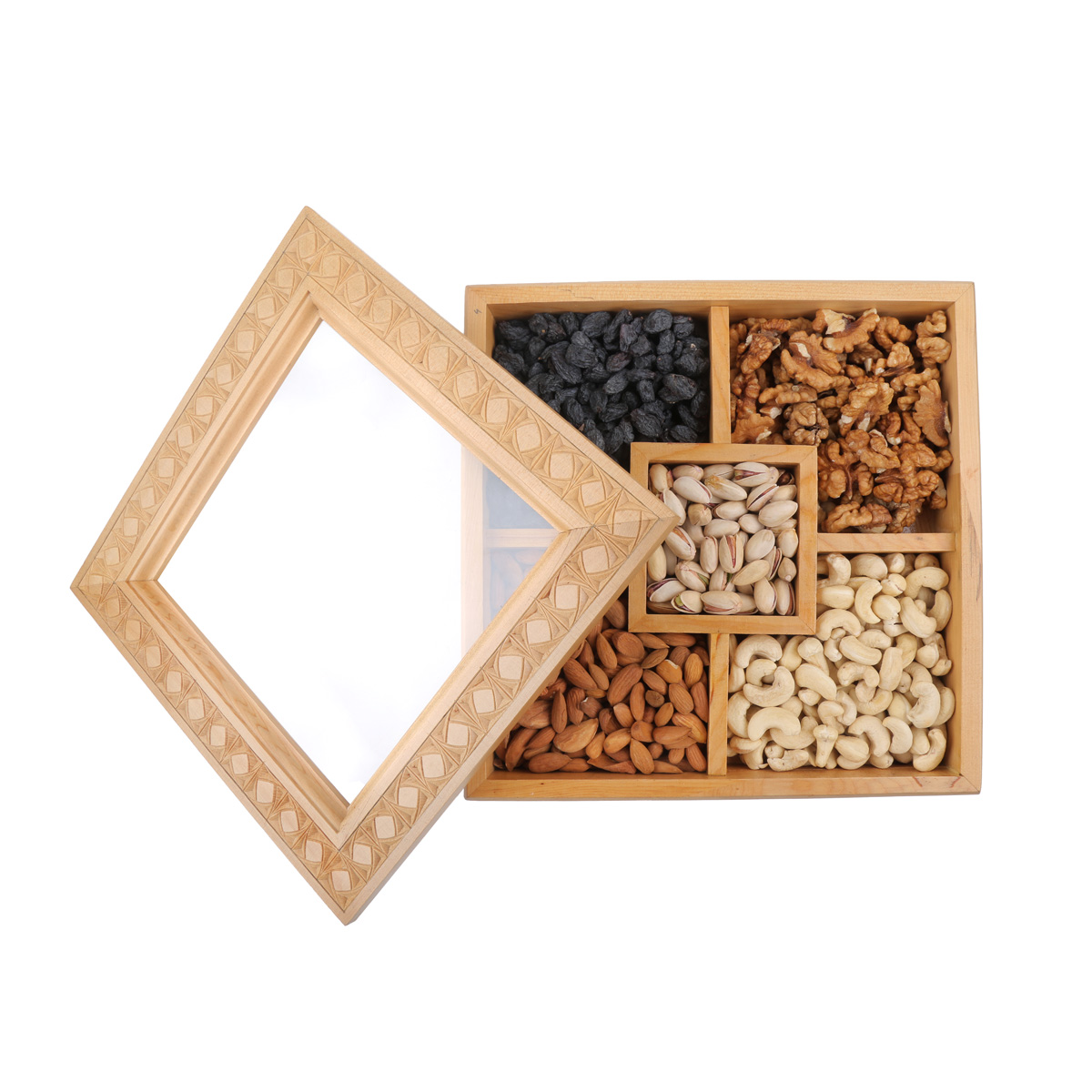 Archa Wooden Dry Fruits Plate | Square Candy Dish 
