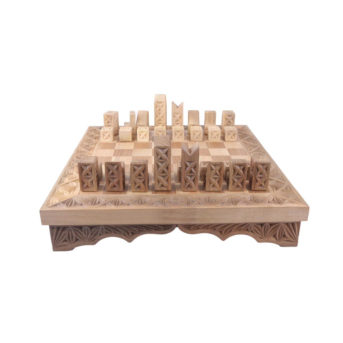 Walnut Wood Chess Set | Carved Chess Board & Pieces