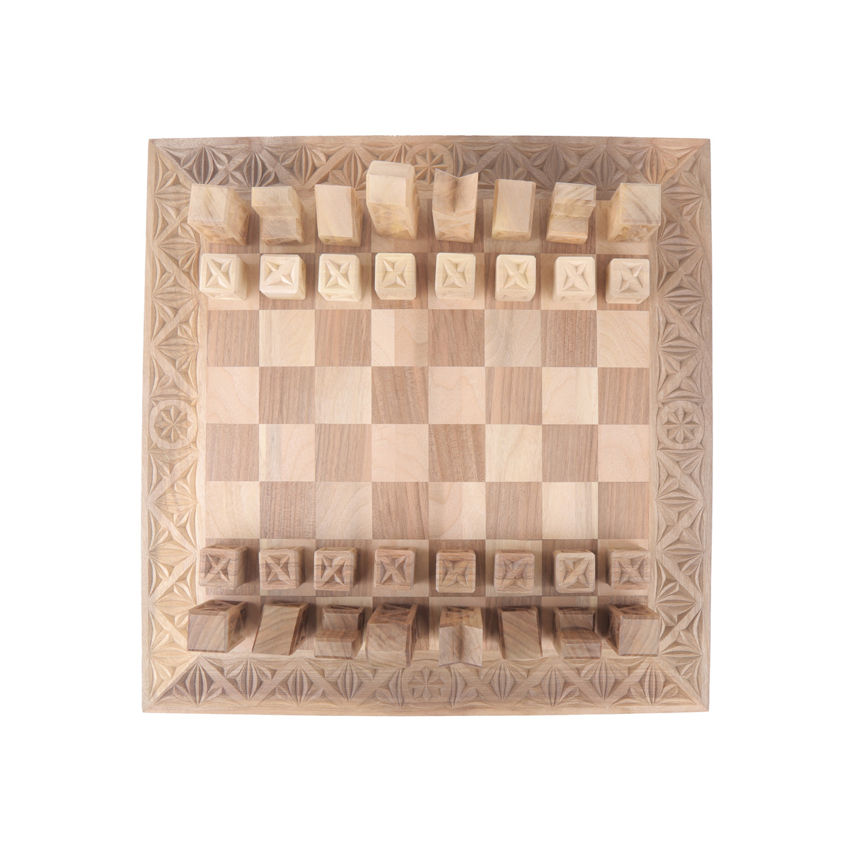 Walnut Wood Chess Set | Carved Chess Board & Pieces