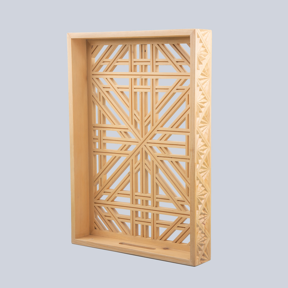 Cedar Wood Jail Design Tray | Cut Design Serving Tray