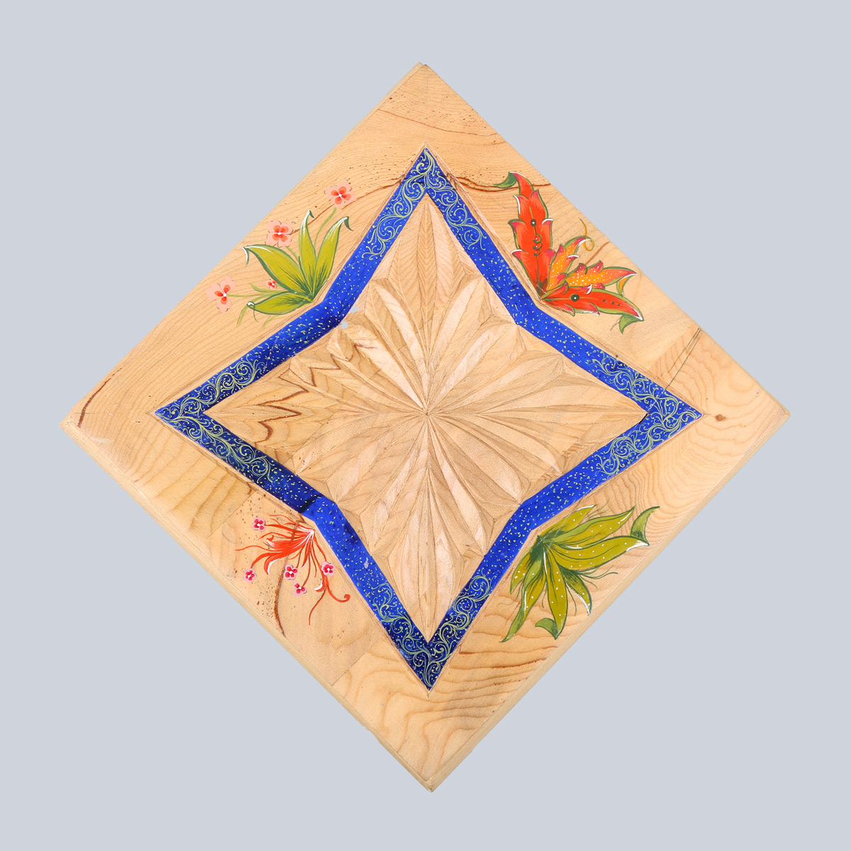 Cedar Wooden Jewelry Box | Square Floral Artwork Gift Box