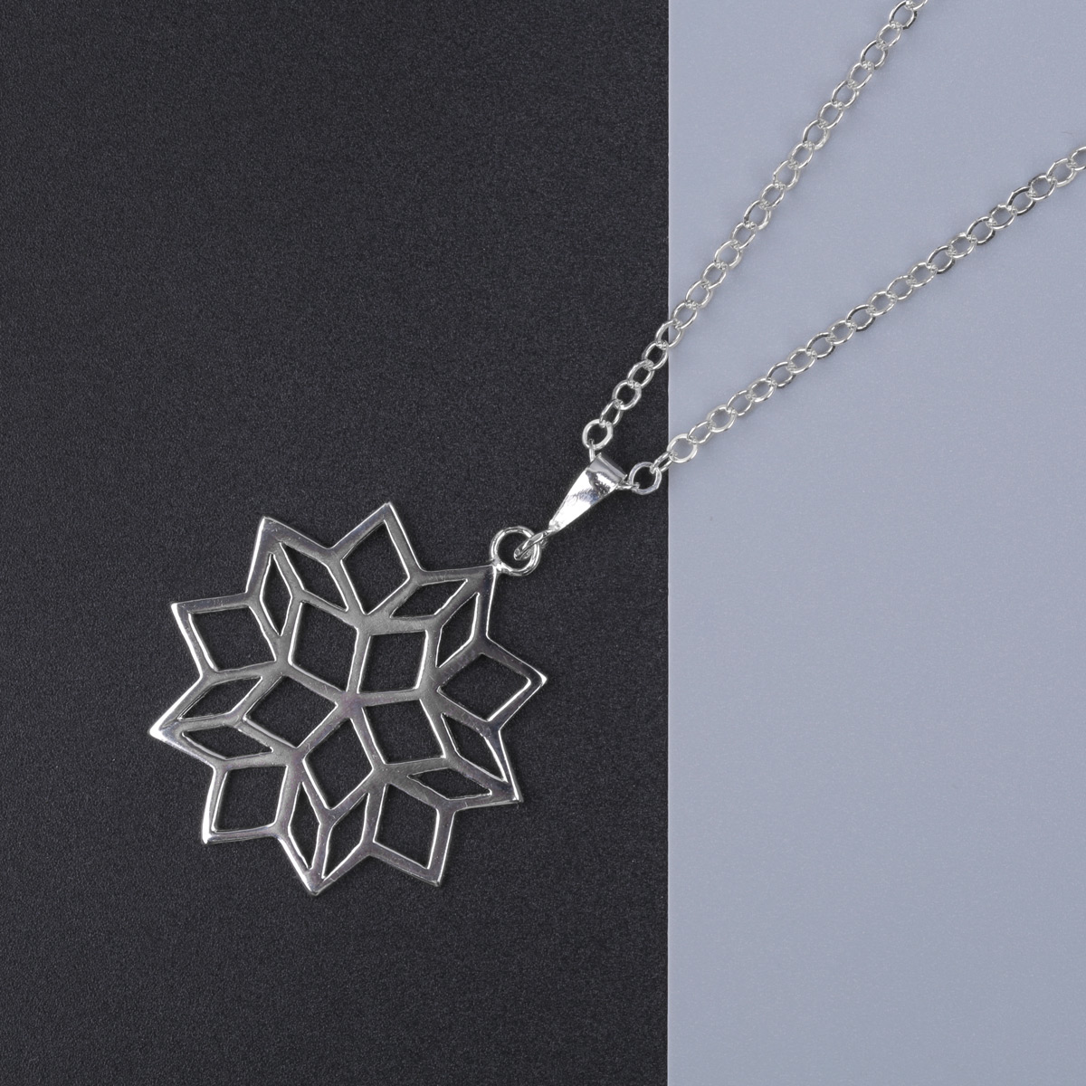 Geometric Shape Necklace | Silver Drop Pendant