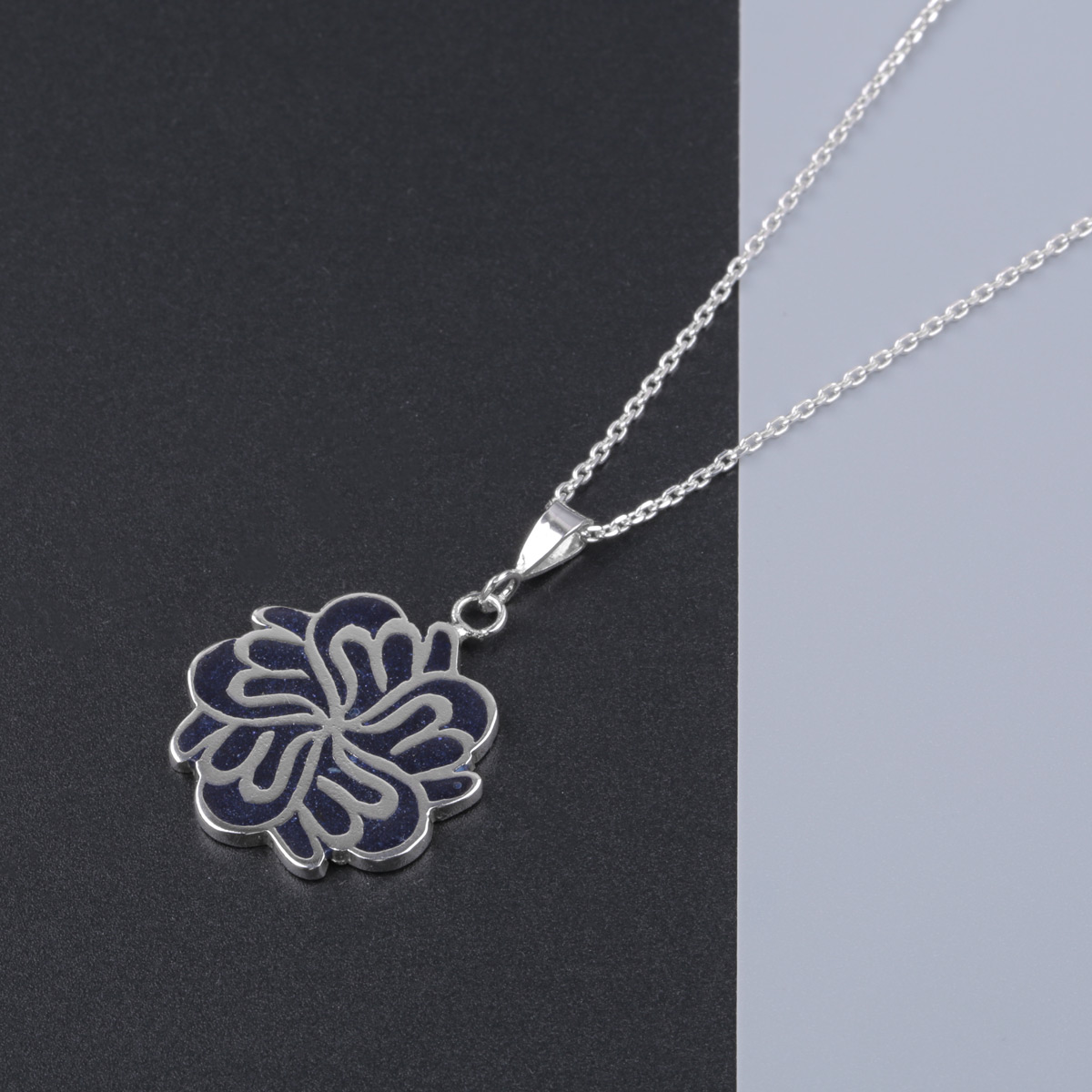 Allah Tear Drop Necklace | Silver Lapis Locket