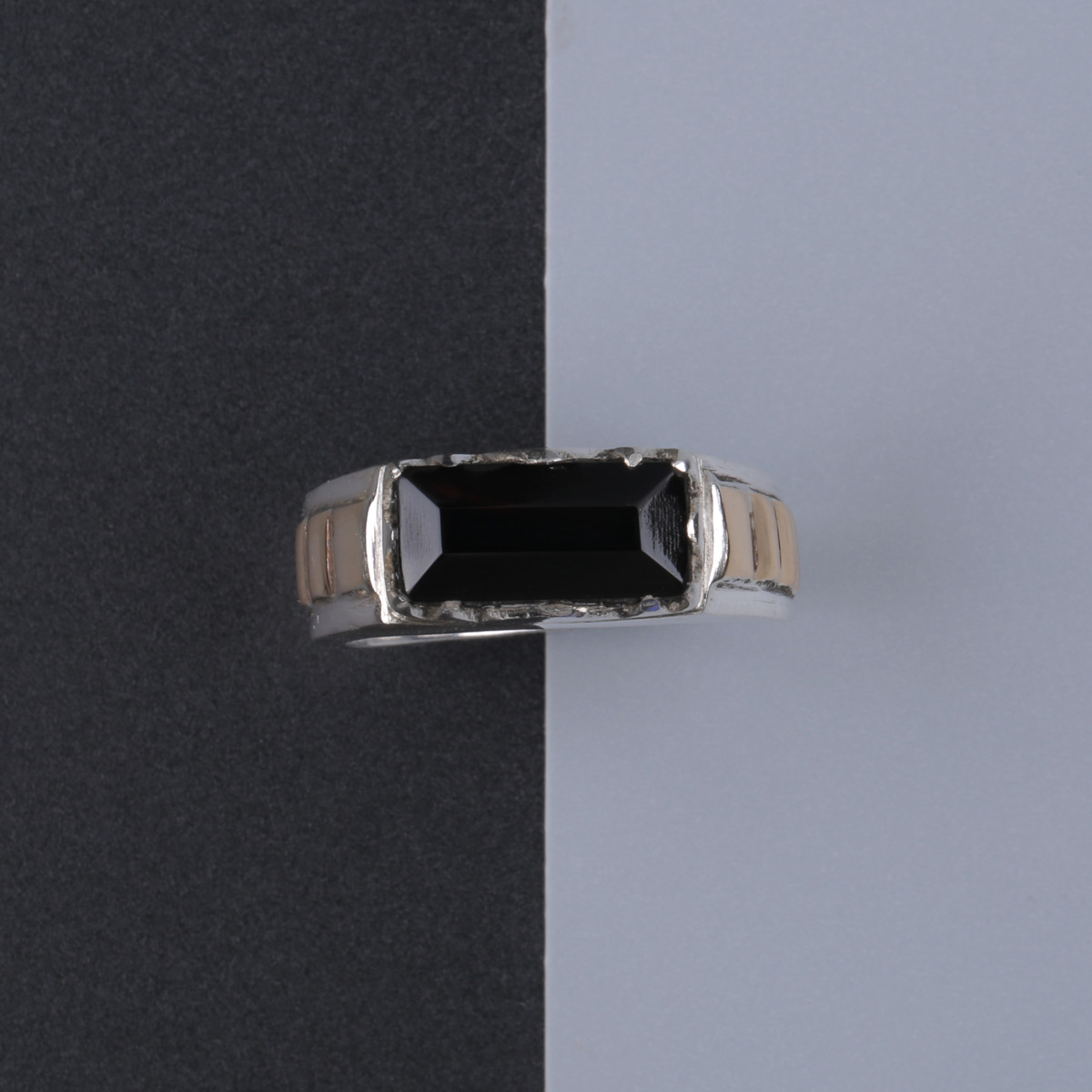 Black Carnelian Ring | Silver Flat Stone Ring