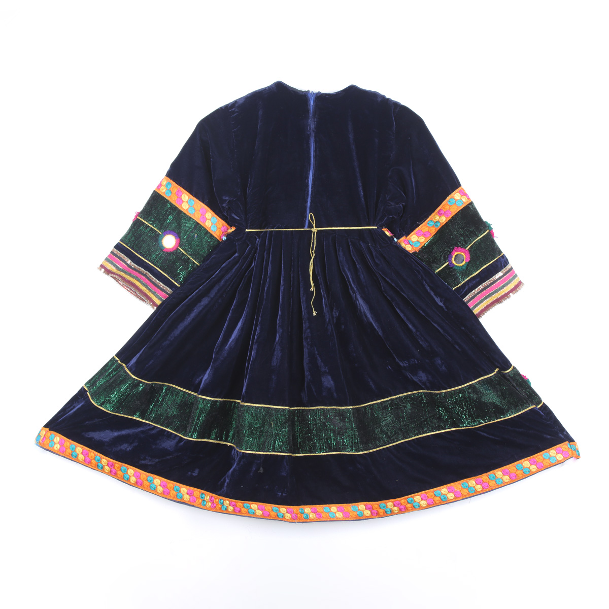 Navy Blue Cherma Embroidered Velvet Baby Girl's Frock | Gande Afghani