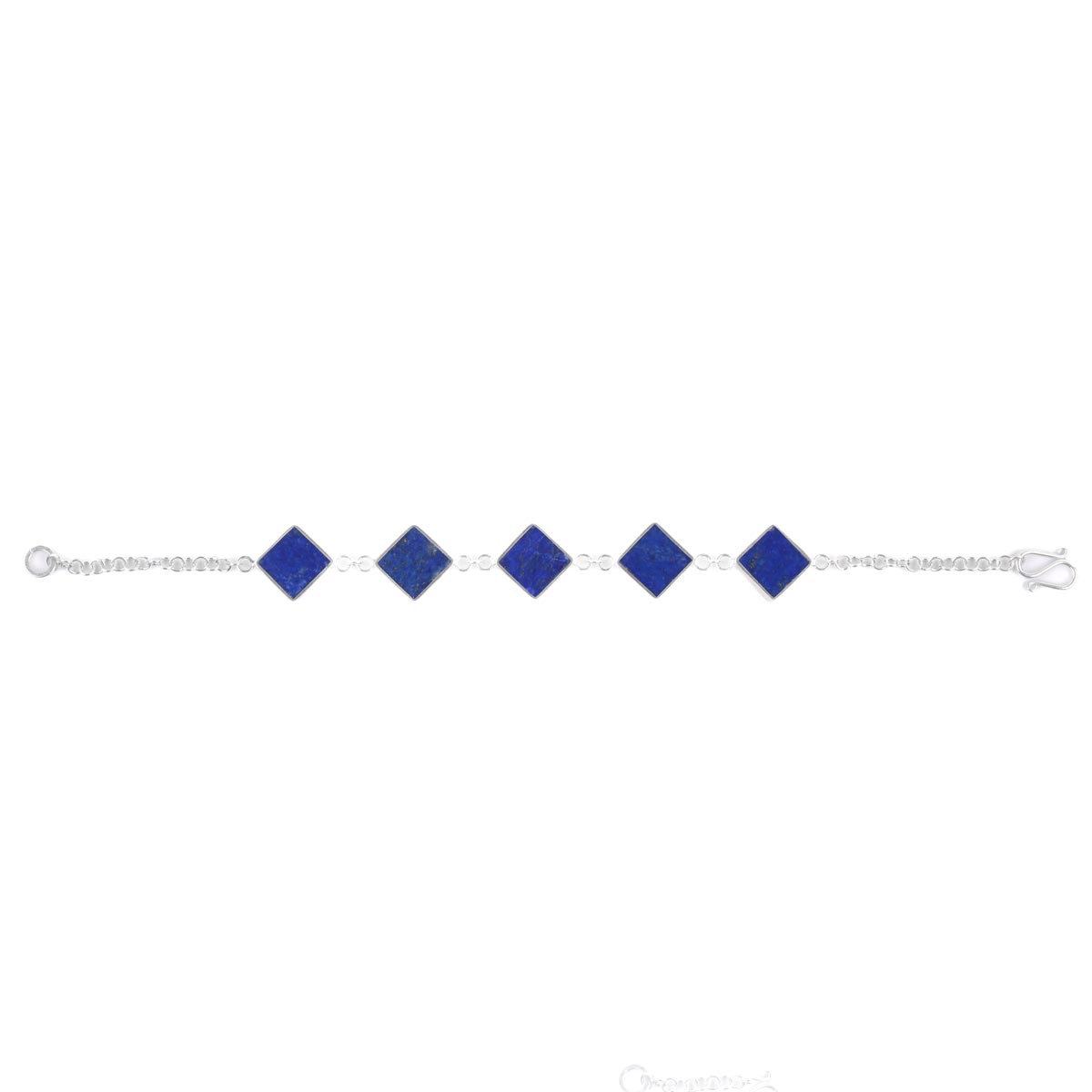 Square Lapis Lazuli Bracelet | Silver Chain Bracelet