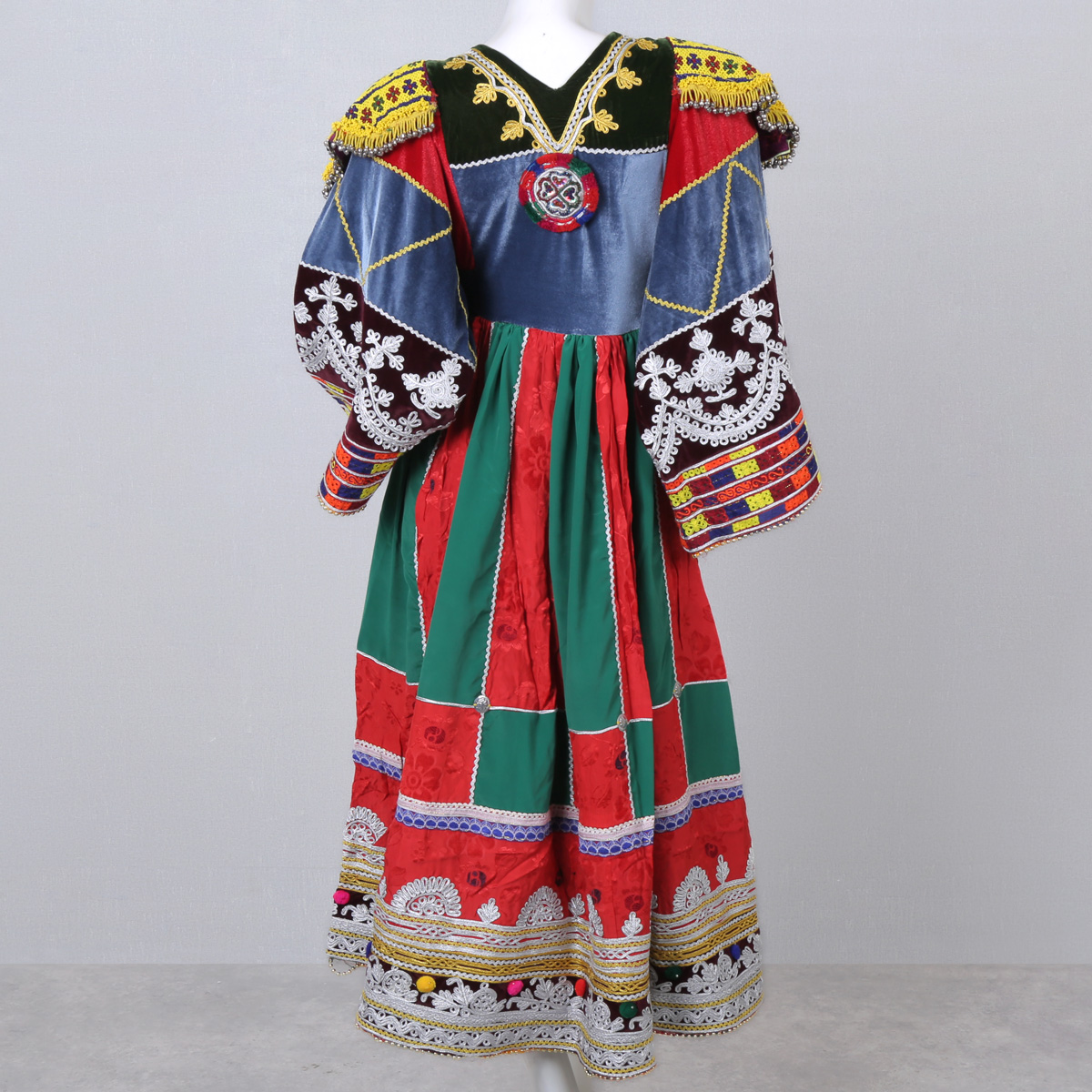 Red Full Embroidered Bridal Dress | Velvet Balloon Sleeves Frock