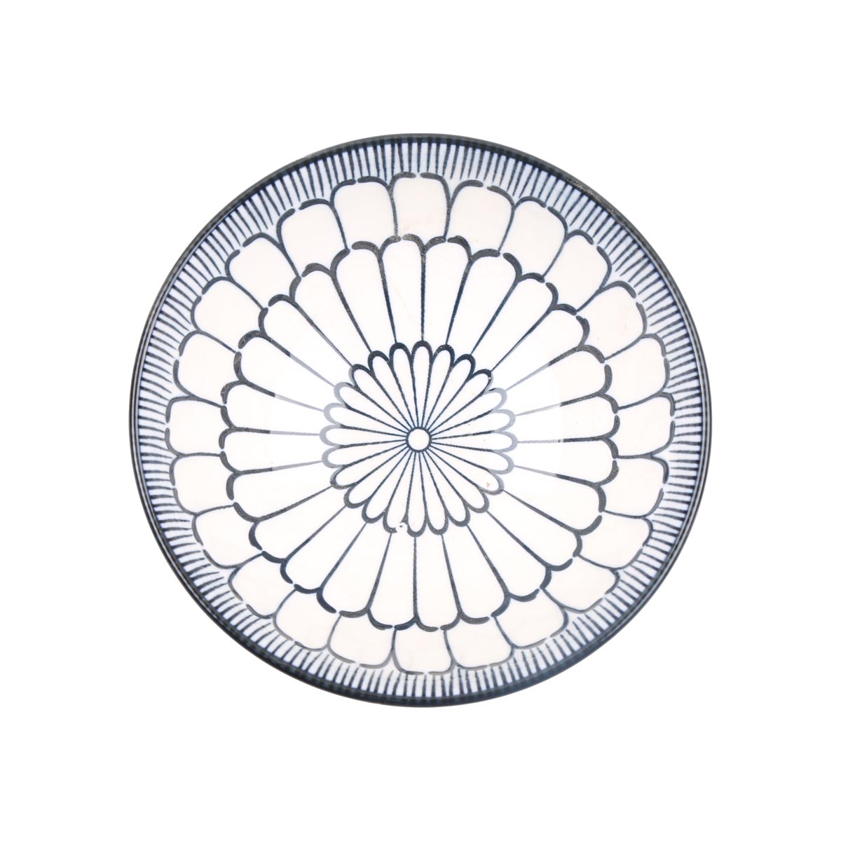 White Footed Ceramic Small Bowl | Hand-Painted Blue Patterned Bowl